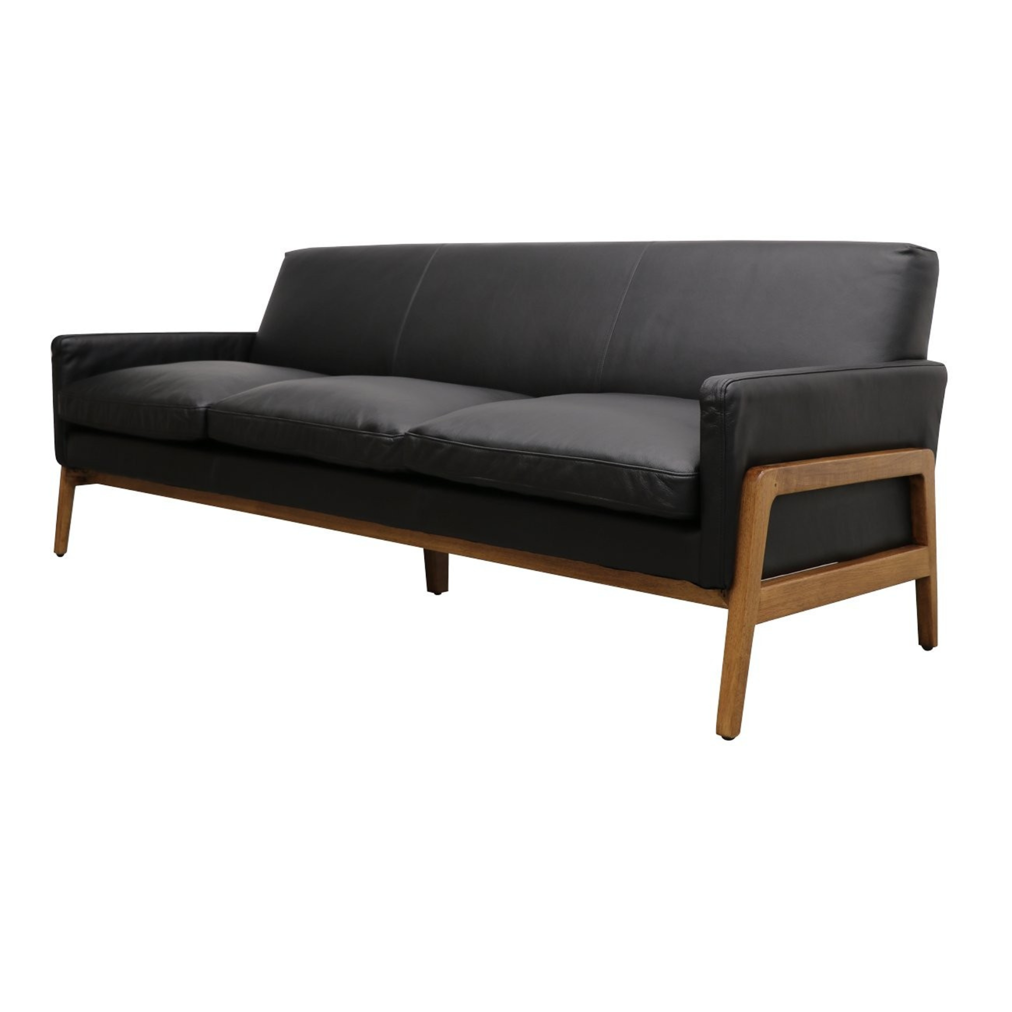 SAWYER BLACK LEATHER 3 SEATER SOFA
