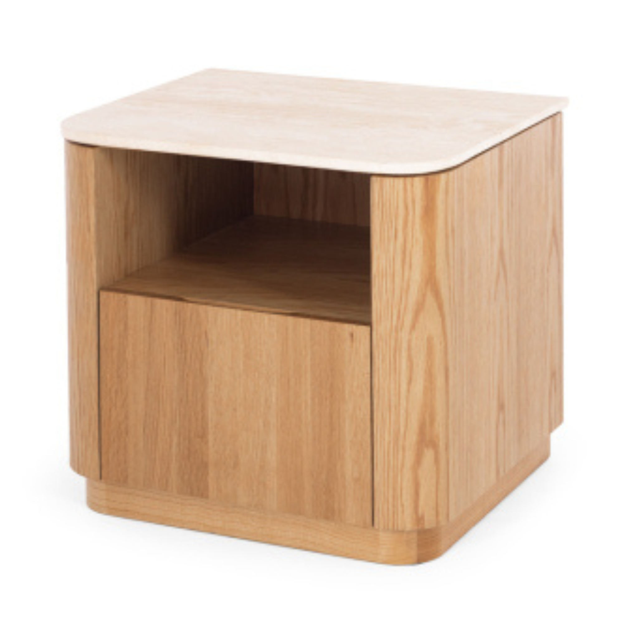 STASH 1 DRAWER BEDSIDE | TRAVERTINE TOP