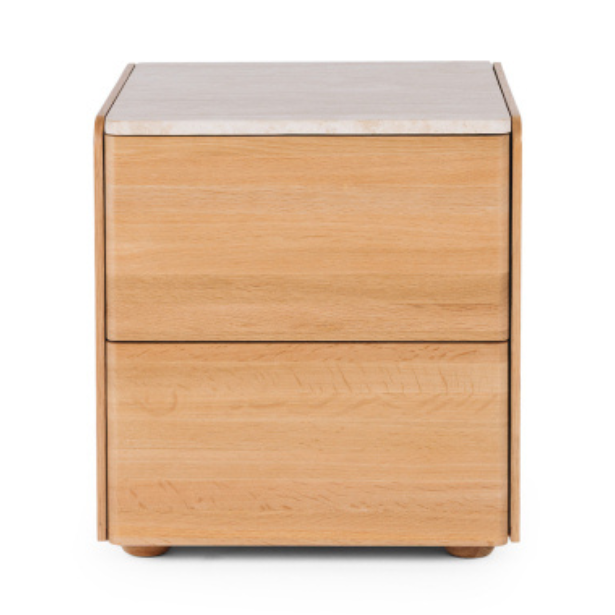 CUBE 2 DRAWER BEDSIDE CABINET | TRAVERTINE TOP