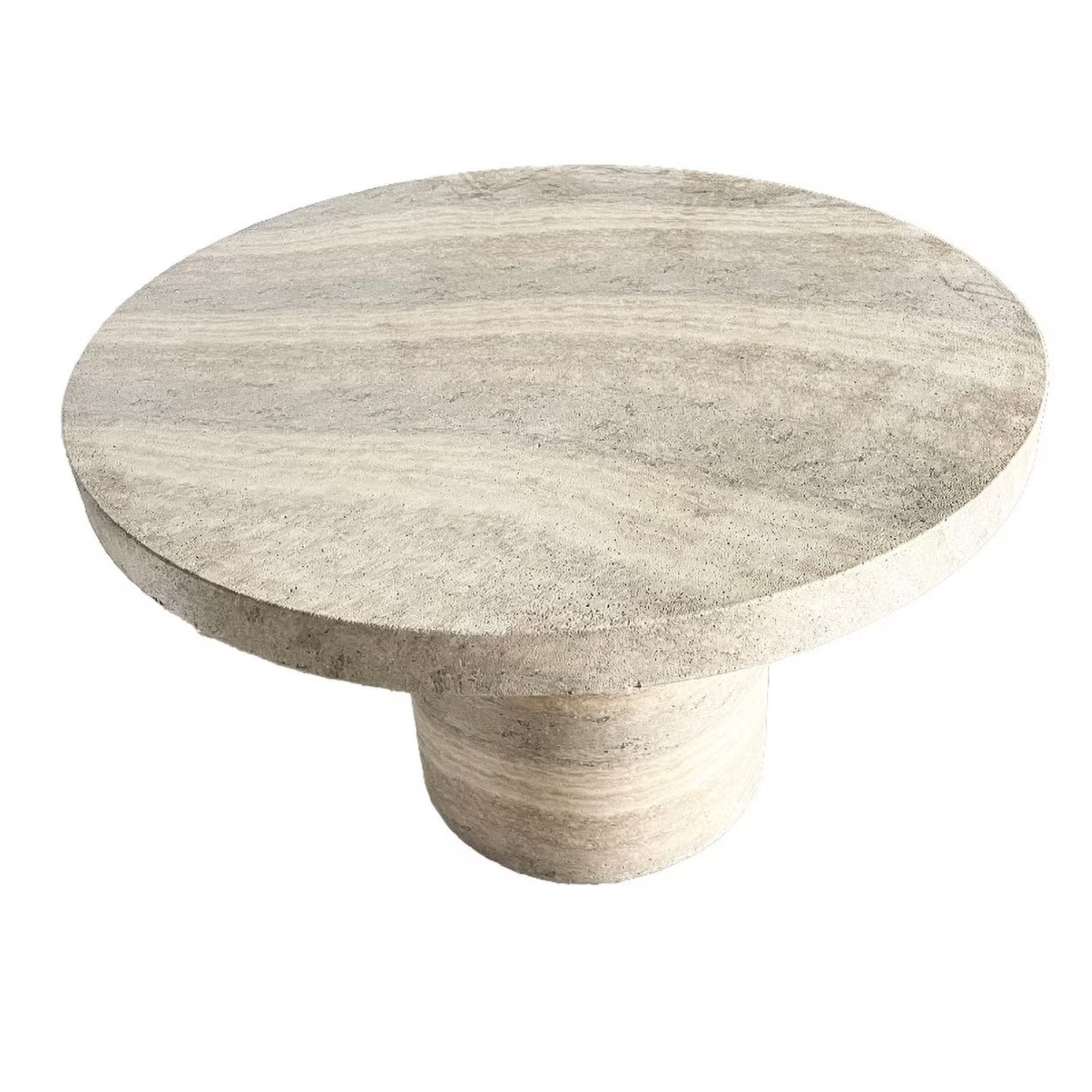 TRAVERTINE ROUND DINING TABLE | BLUE TONE