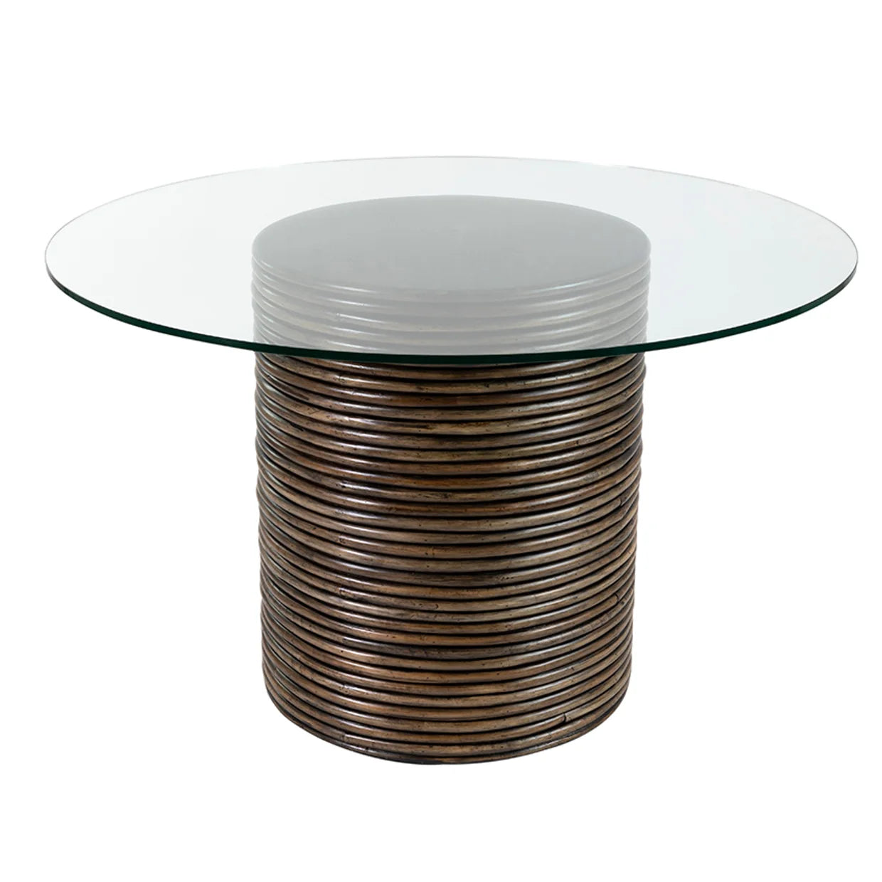 BERMUDA DINING TABLE IN RATTAN WITH GLASS TOP