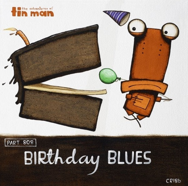 TIN MAN 'BIRTHDAY BLUES' | BOX FRAME READY TO HANG | TONY CRIBB | NZ MADE