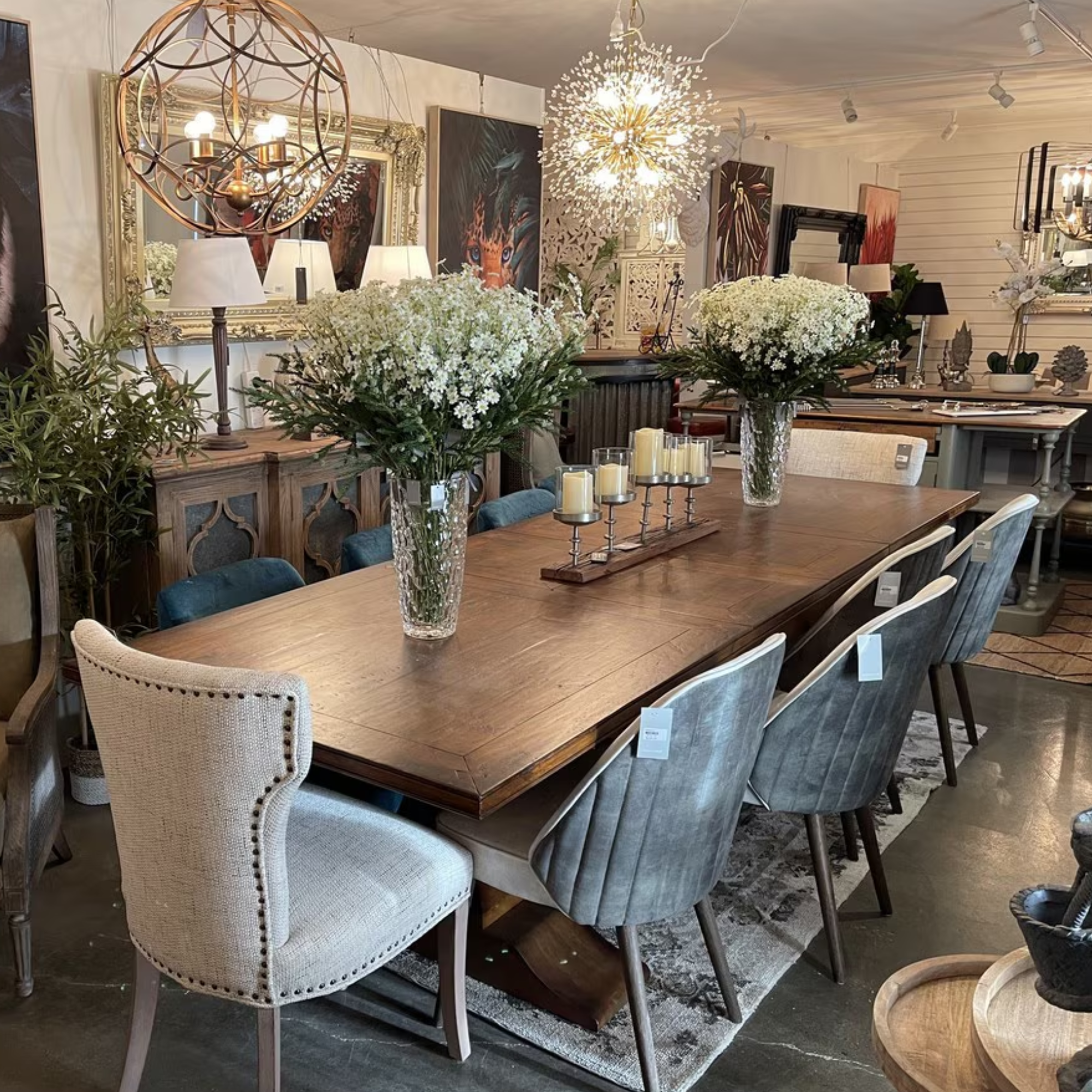 Bosquet Double Extension Dining Table | Rustic Dark