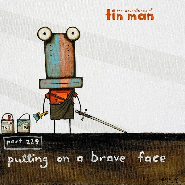 TIN MAN 'PUTTING ON A BRAVE FACE' | BOX FRAMED READY TO HANG | TONY CRIBB | NZ MADE