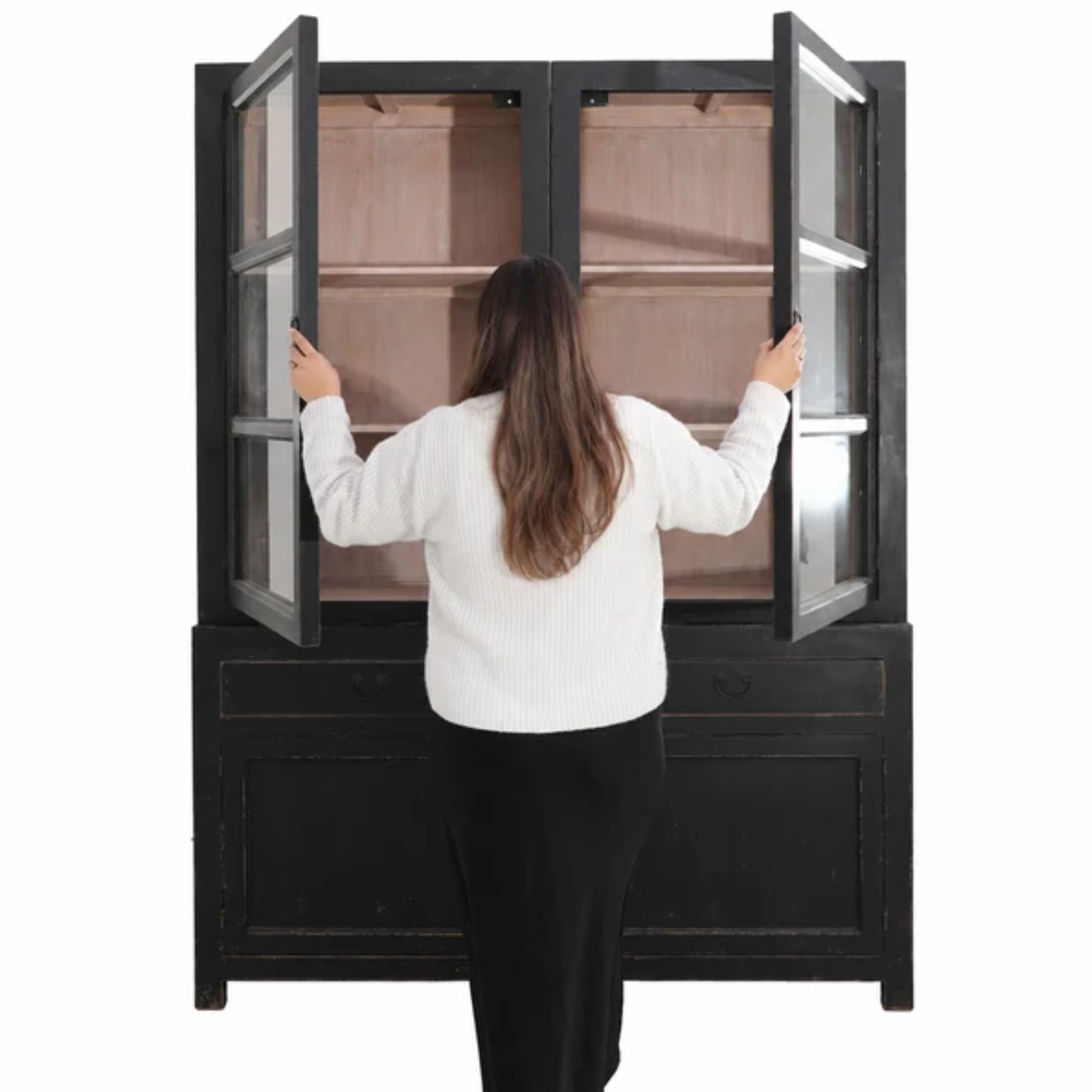 Casa Large Glass Cabinet | Black
