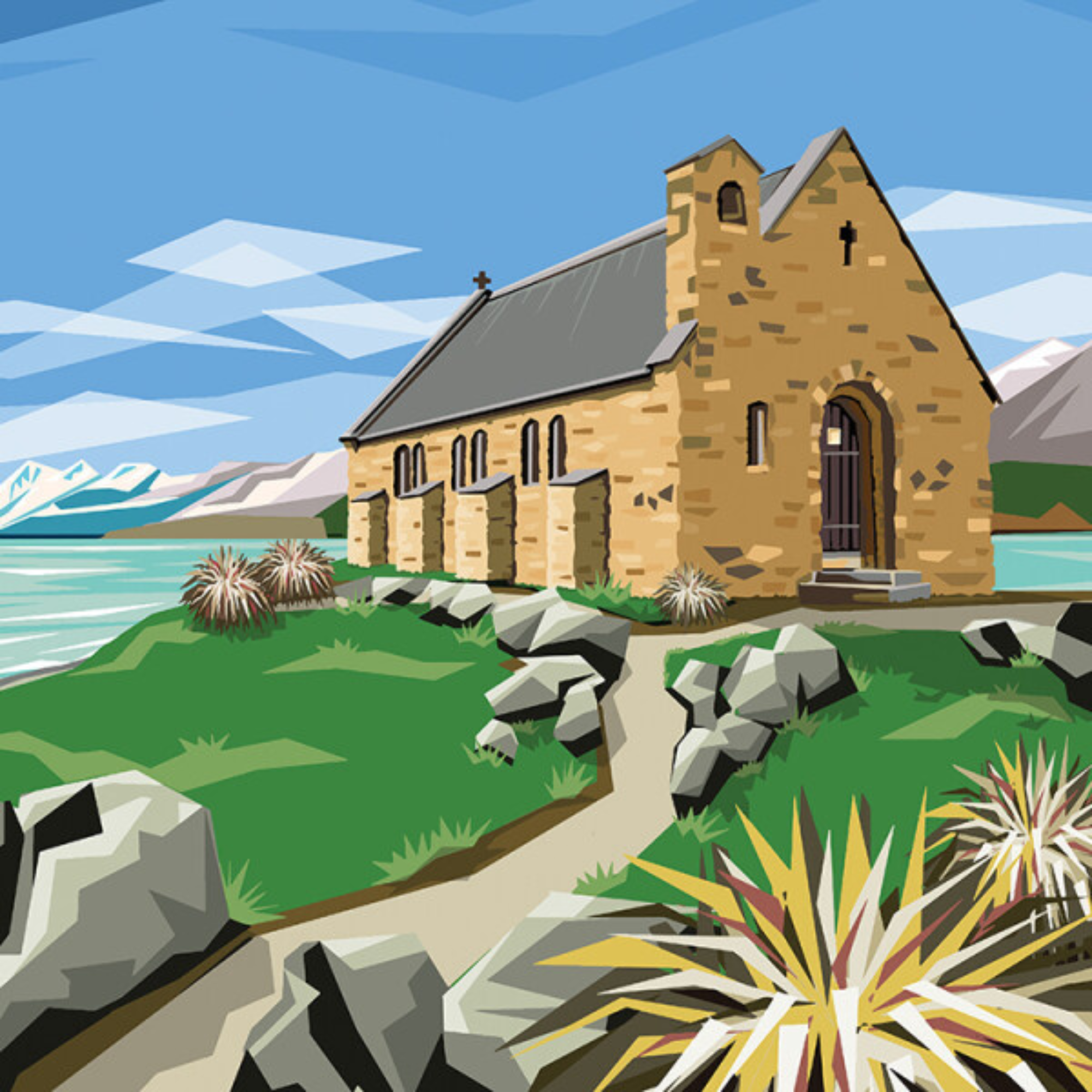 CHURCH OF THE GOOD SHEPHERD | CANVAS STRETCHED READY TO HANG | IRA MITCHELL  | NZ MADE