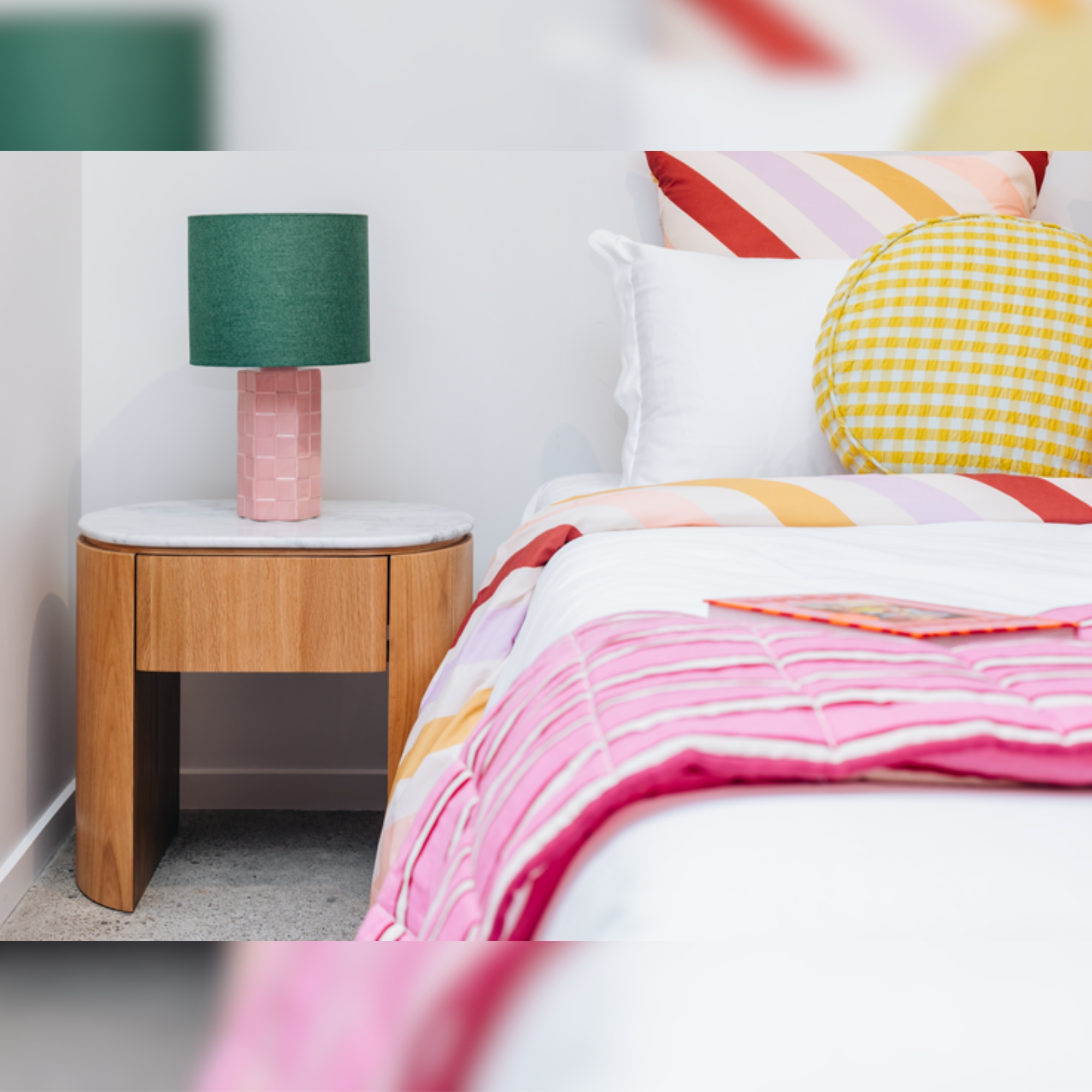 Clover Oak Bedside Cabinet | Marble Top