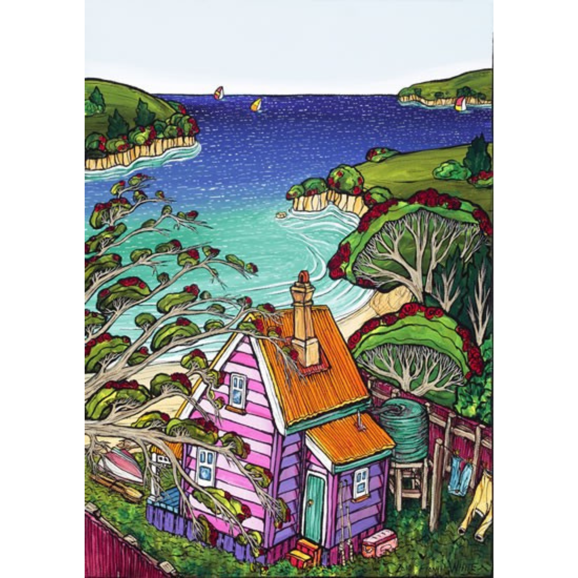 DREAMER'S BEACH | BOX FRAME READY TO HANG | FIONA WHYTE | NZ MADE