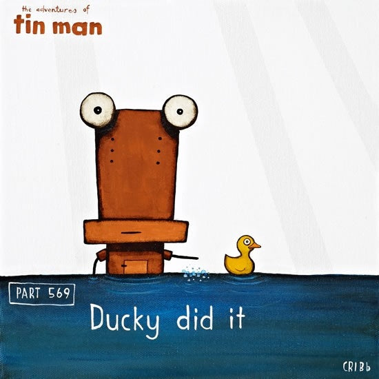 TIN MAN 'DUCKY DID IT' | BOX FRAME READY TO HANG | TONY CRIBB | NZ MADE