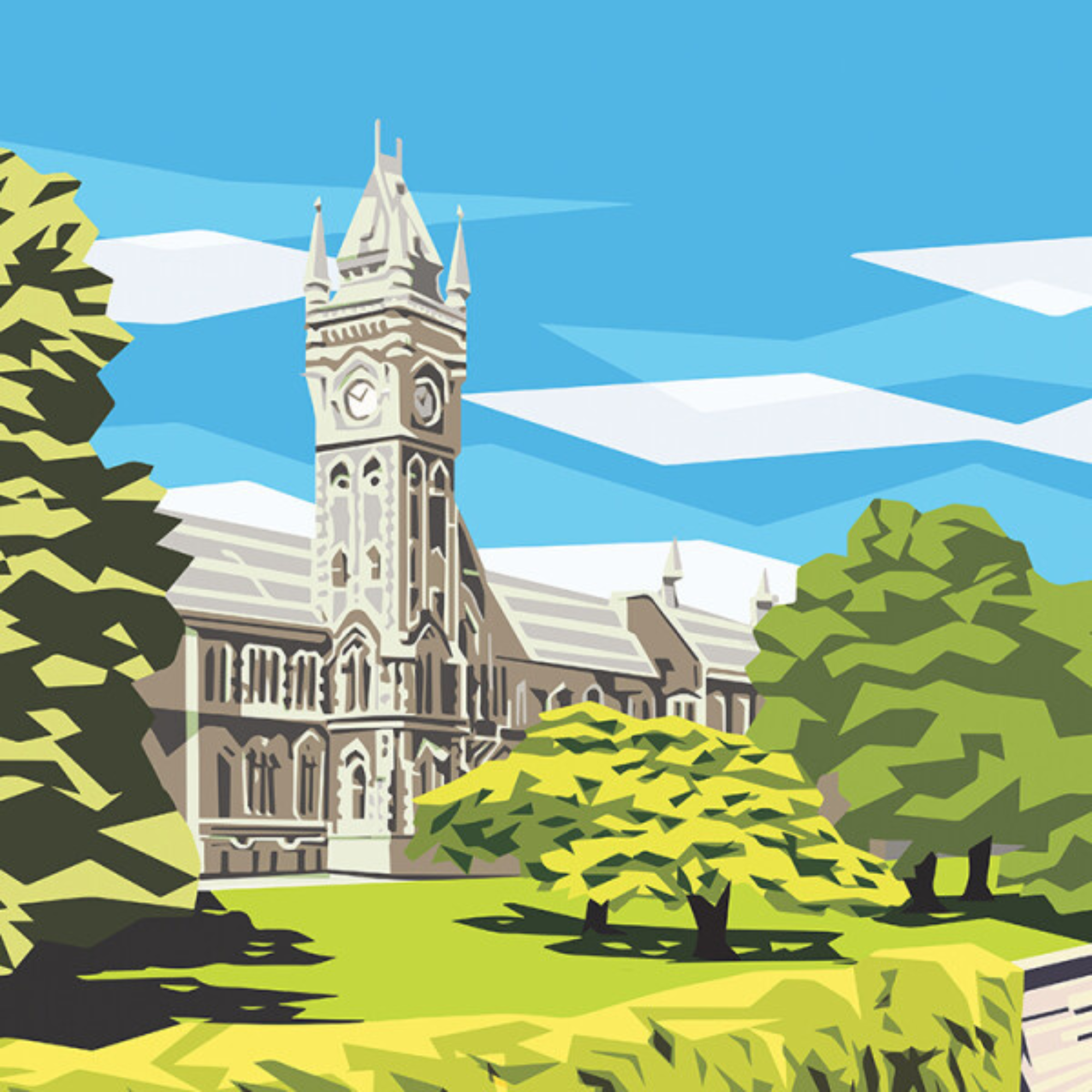 DUNEDIN CLOCK TOWER | CANVAS STRETCHED READY TO HANG | IRA MITCHELL  | NZ MADE