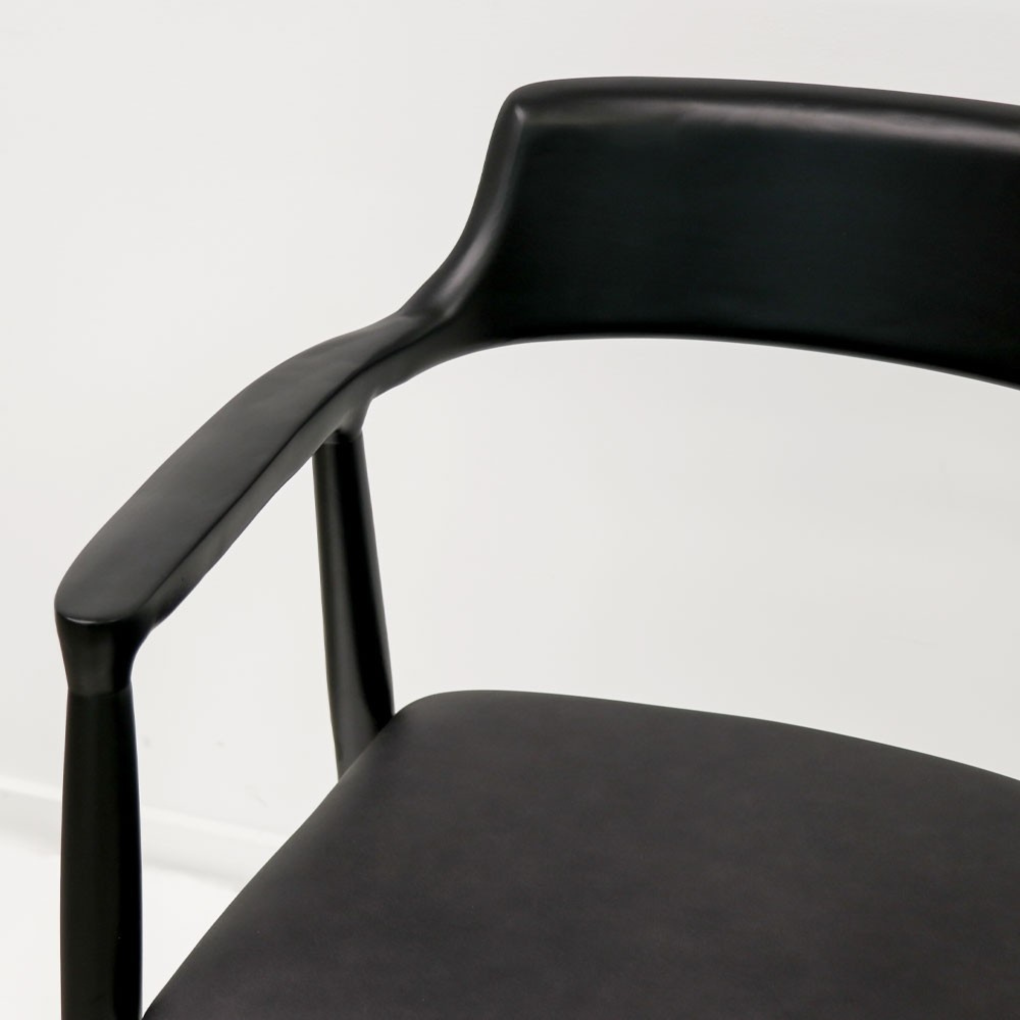 Ealing Dining Chair | Black Frame - Black Leather