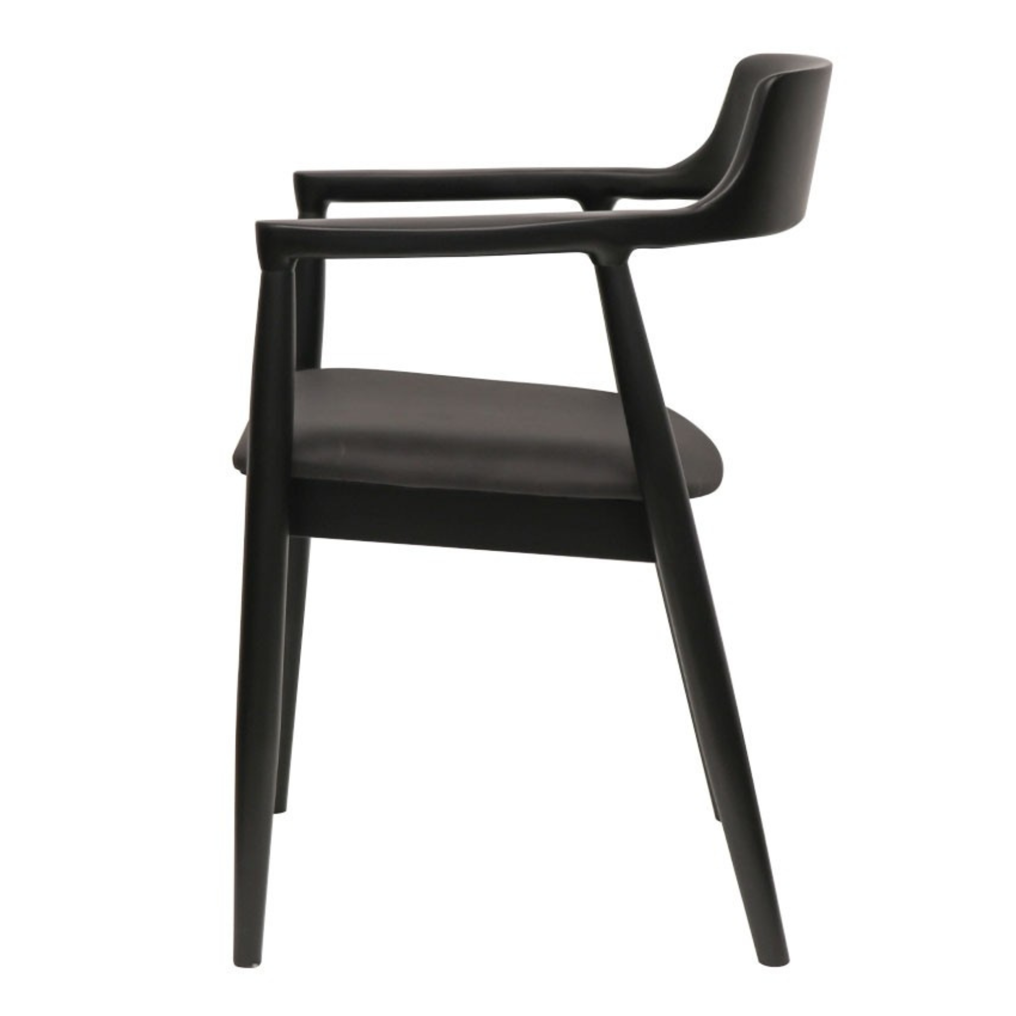 Ealing Dining Chair | Black Frame - Black Leather