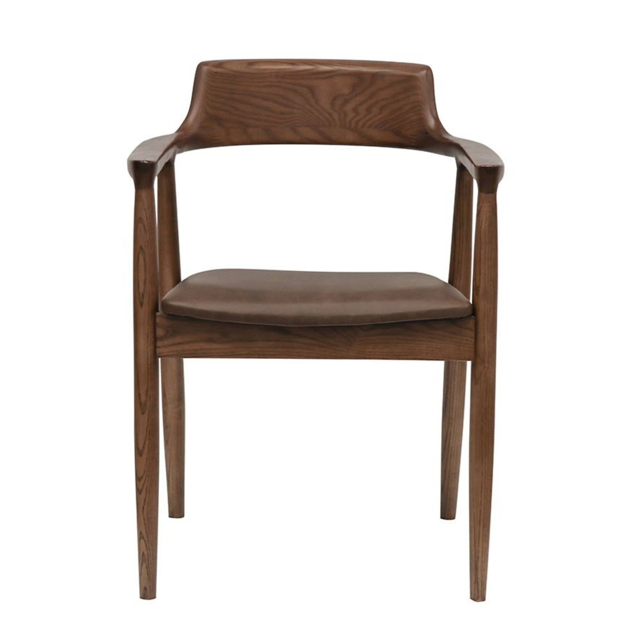 Ealing Dining Chair | Brown Frame - Brown Leather