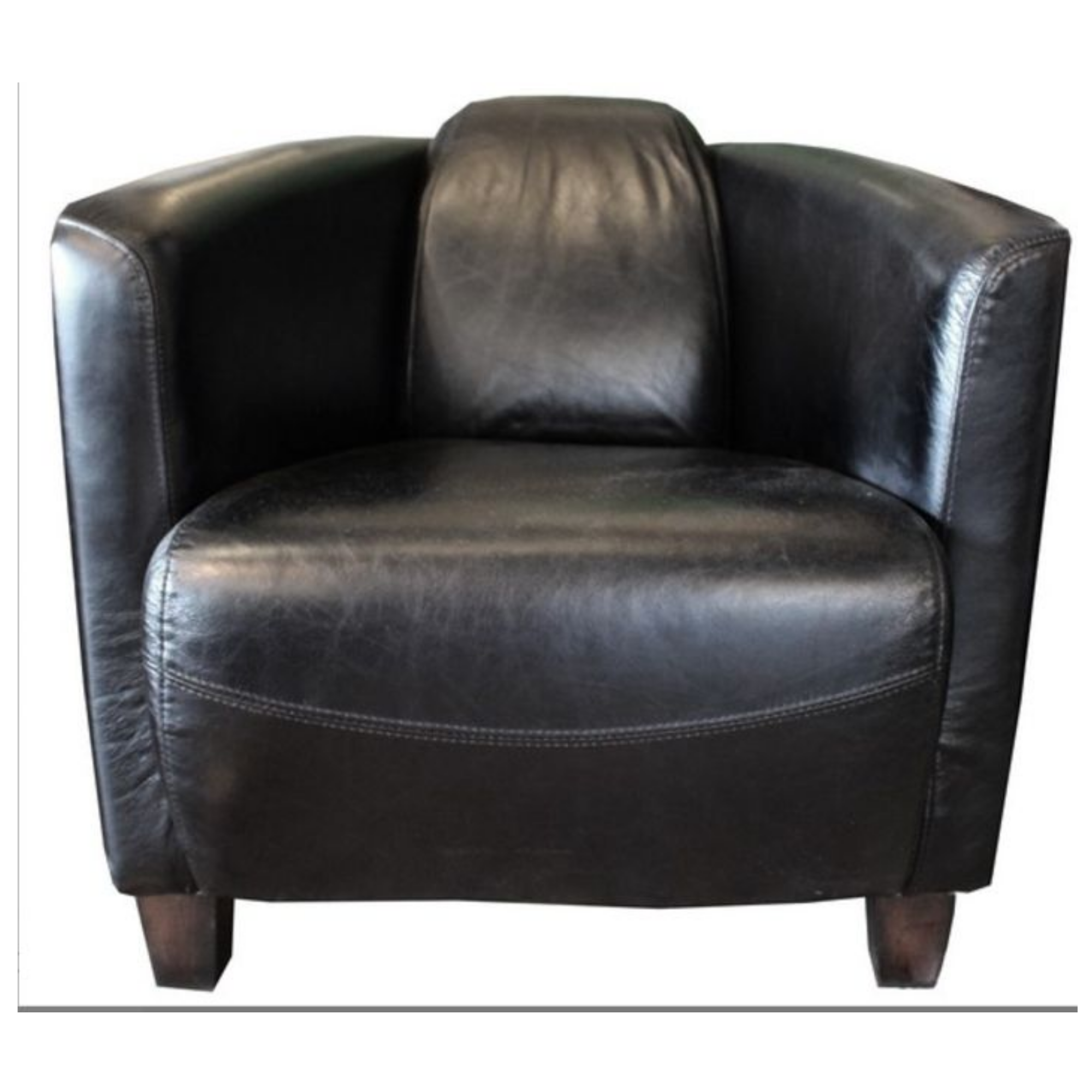 VANGUARD LEATHER TUB CHAIR | BLACK