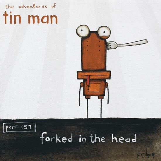 TIN MAN 'FORKED IN THE HEAD' | BOX FRAMED READY TO HANG | TONY CRIBB | NZ MADE