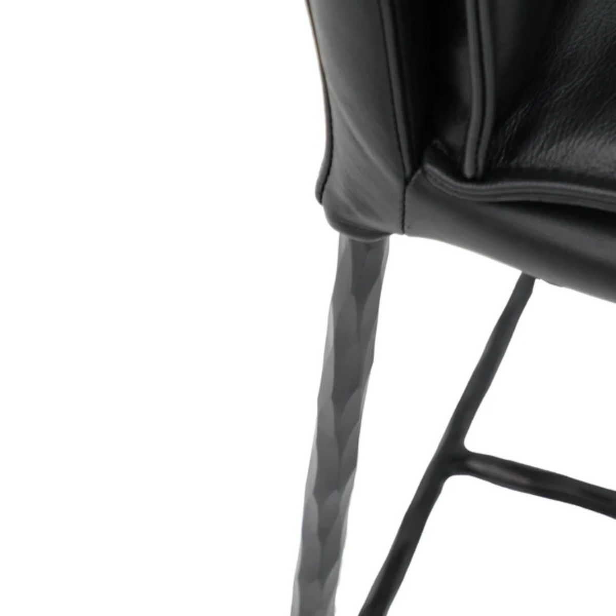 Foundry Bar Stool - Black Leather | 2 Seat Heights