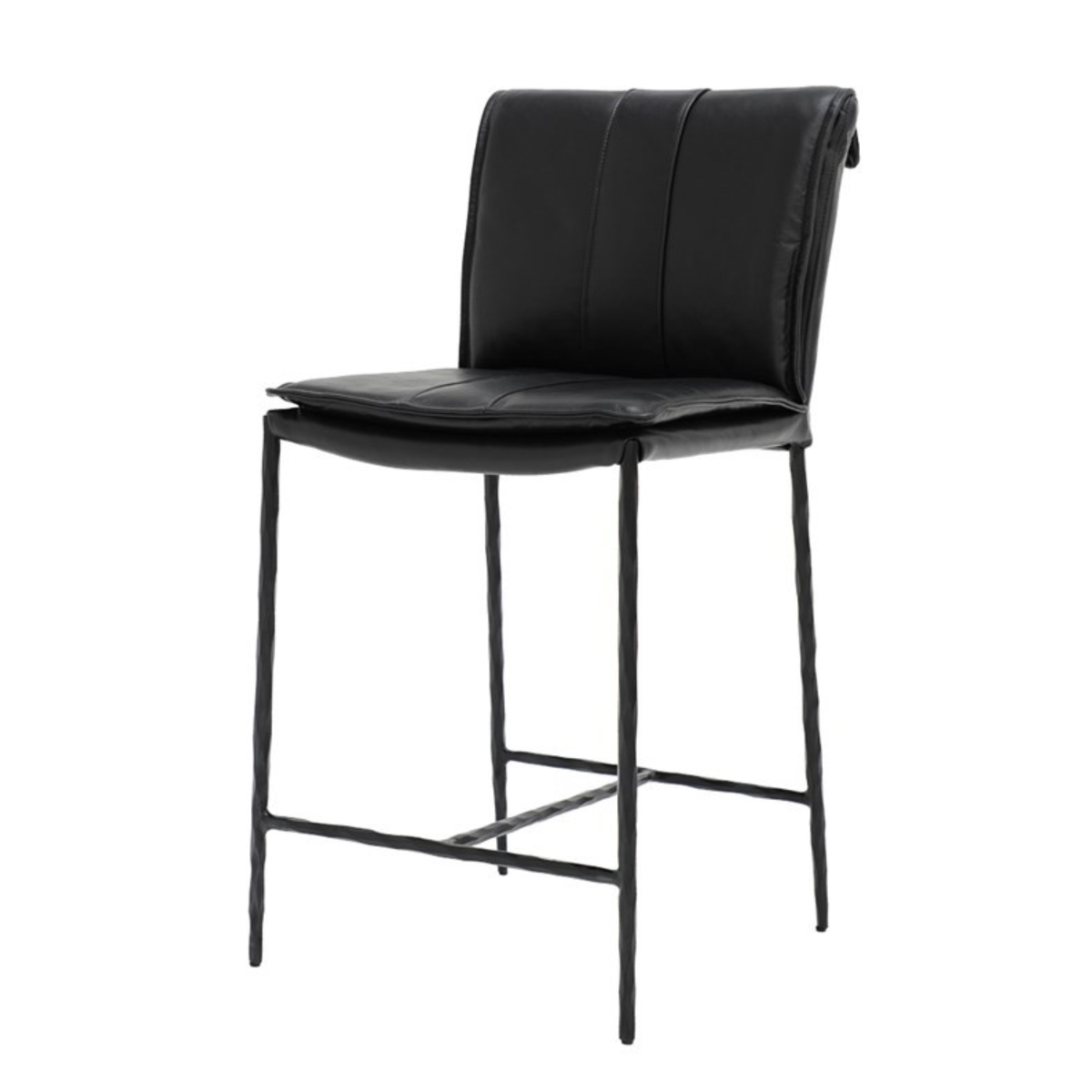 Foundry Bar Stool - Black Leather | 2 Seat Heights