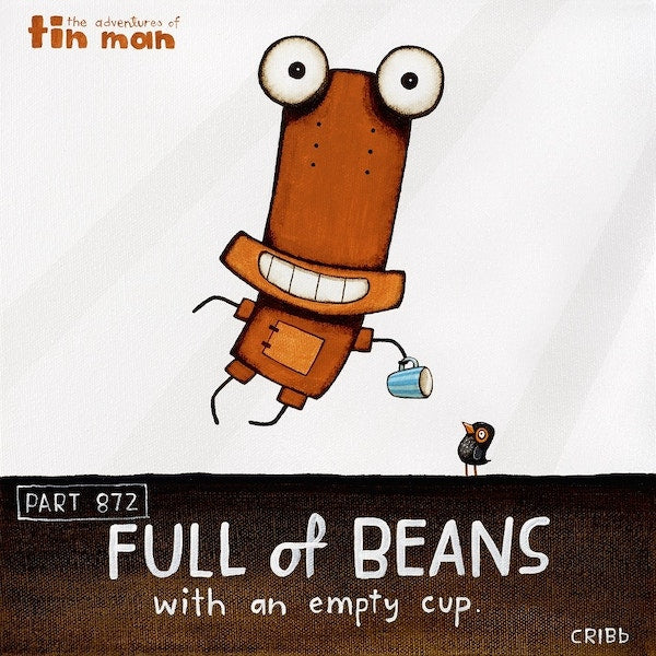TIN MAN 'FULL OF BEANS' | BOX FRAME READY TO HANG | TONY CRIBB | NZ MADE