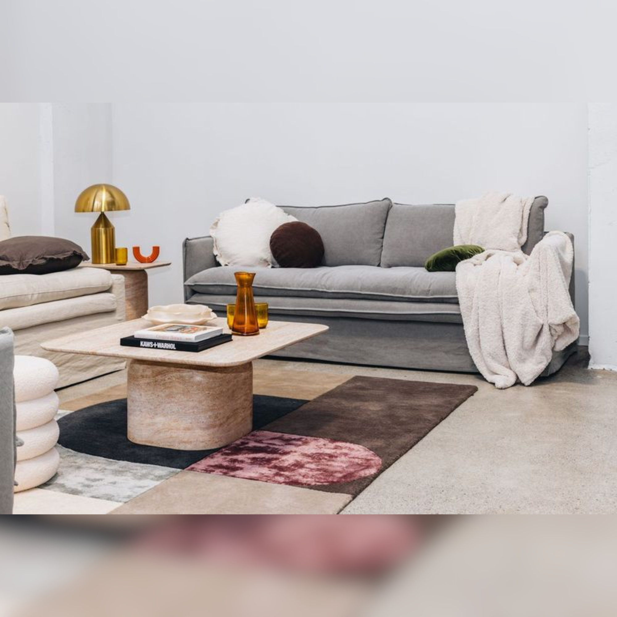 HAMILTON SLIP-COVER 3 SEATER SOFA | CEMENT
