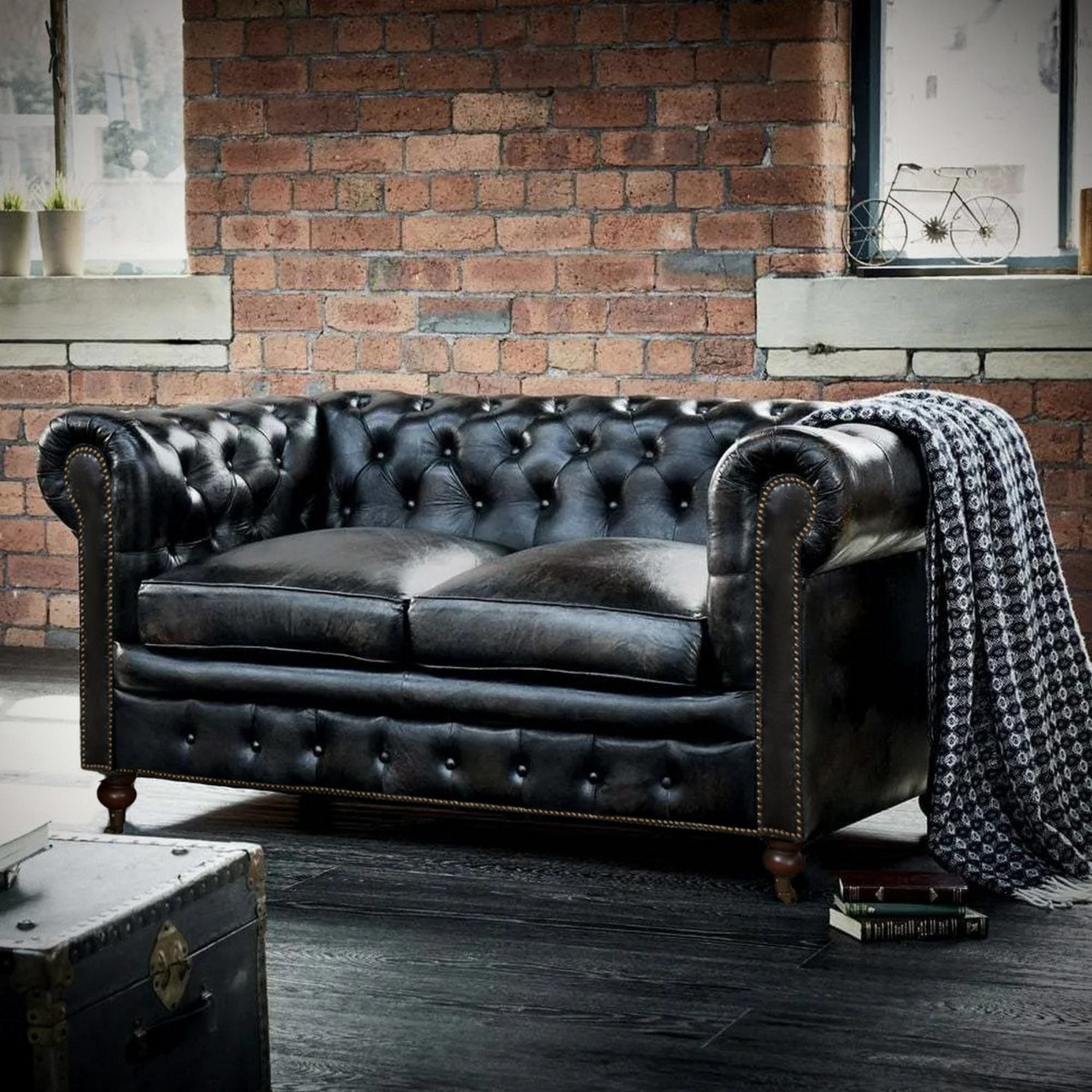 HAMPTON LEATHER 2 or 3 SEATER SOFA | 2 COLOURS