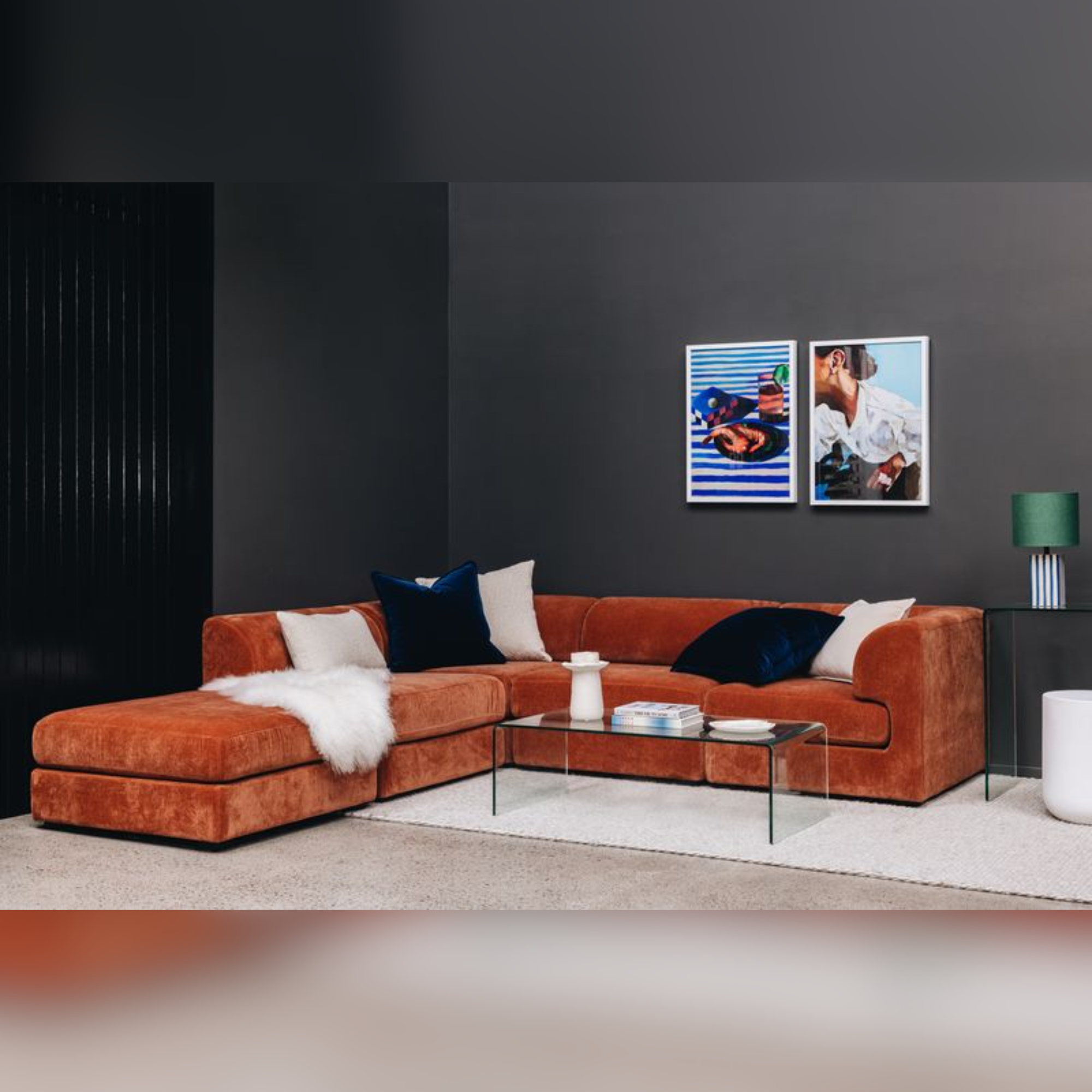 HARMONY 4 SEATER MODULAR CHAISE + OTTOMAN | RUST