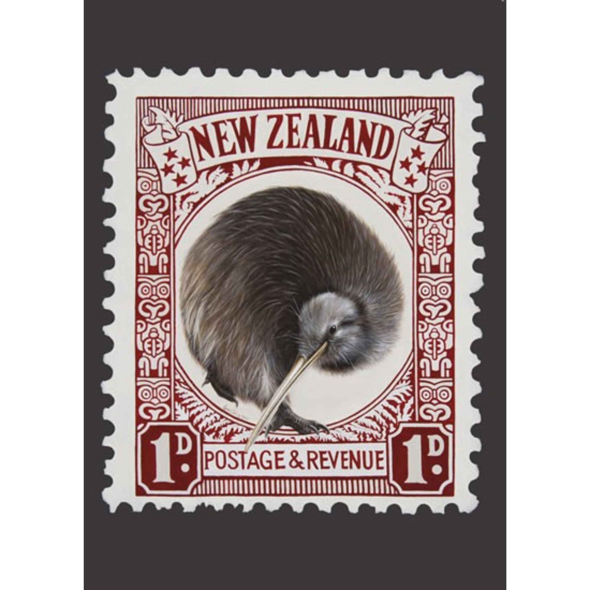 KIWI STAMP | CONTEMPORARY FRAME WITH GLASS | JANE CRISP | NZ MADE