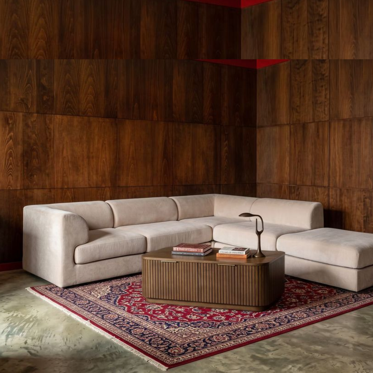 Harmony 4 Seater Modular Chaise & Ottoman | Sand