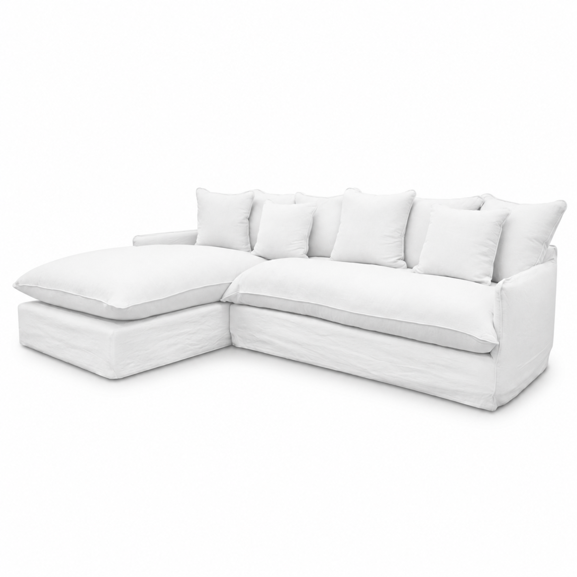 Lotus Slipcover Chaise - Left hand Chaise | White