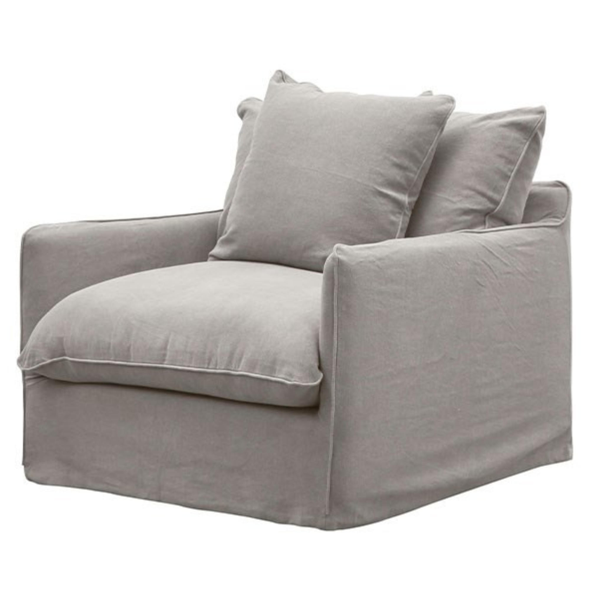 LOTUS FLEATHER SLIP-COVER ARMCHAIR | CEMENT