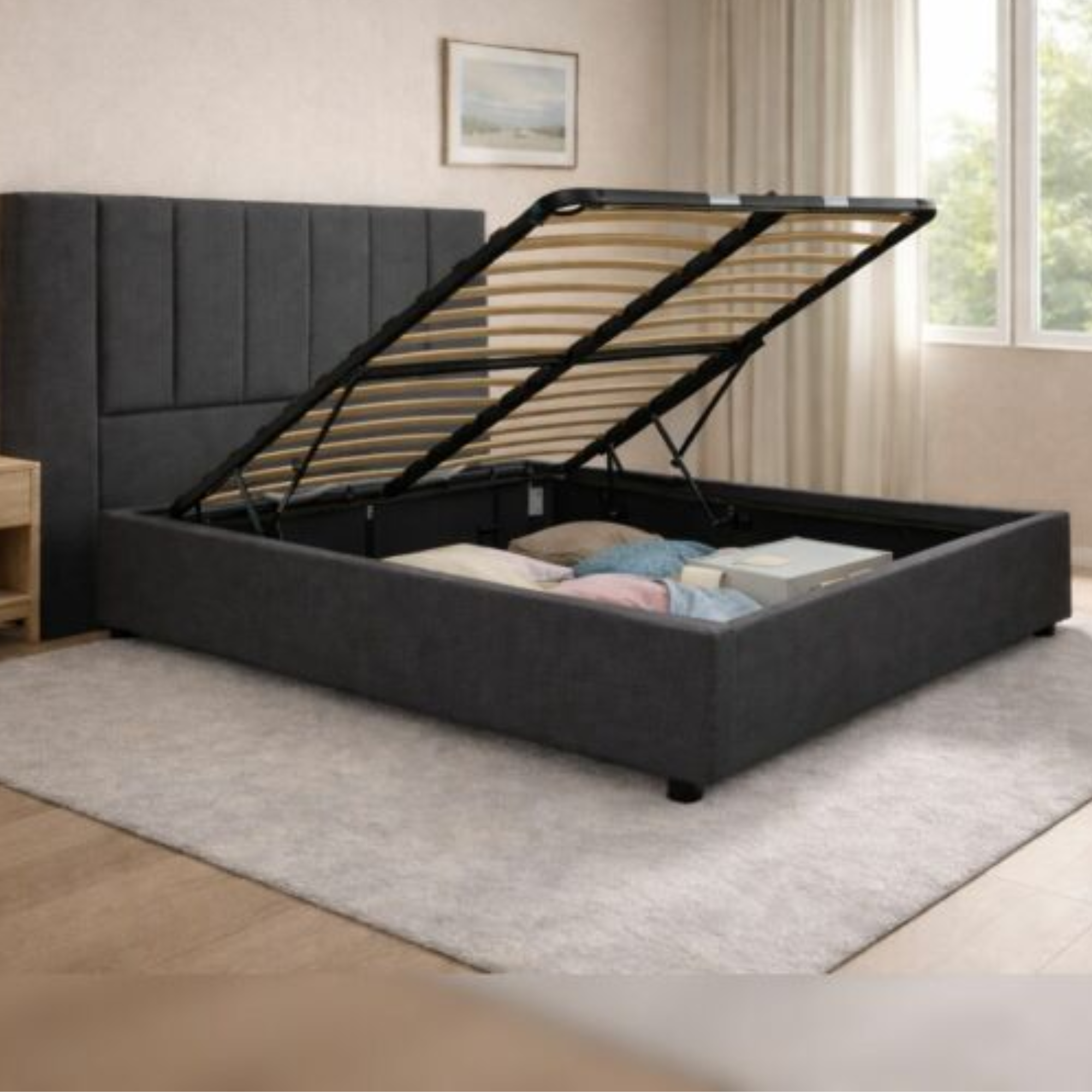 Dual Gas-Lift Bed Base - Queen | 3 Colours