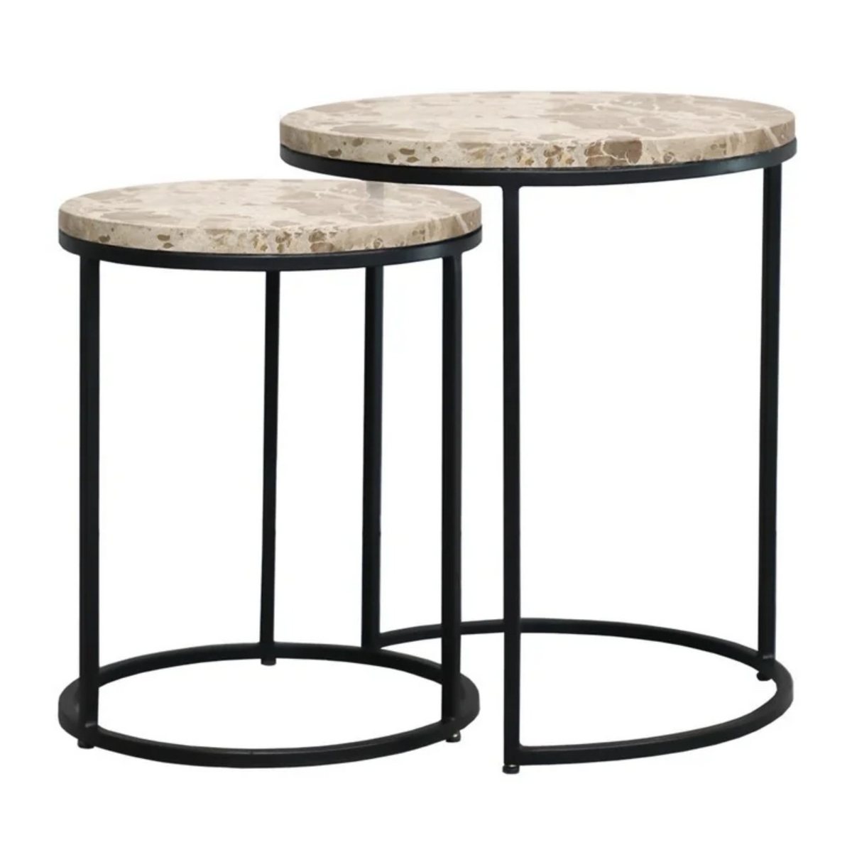 Monaco Nesting Side Tables | Beige Marble