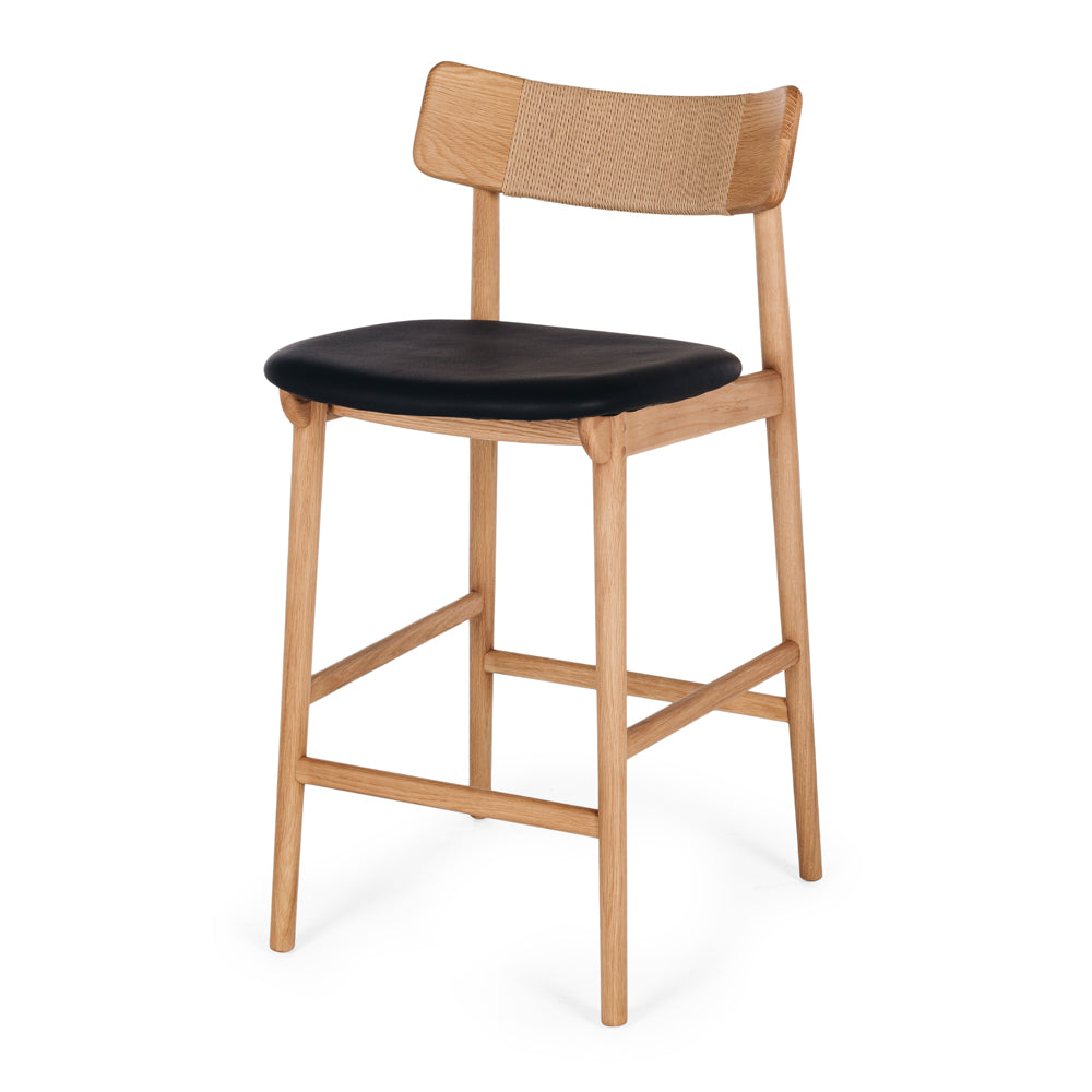 NILES BAR CHAIR | NATURAL OR BLACK OAK | PU SEAT