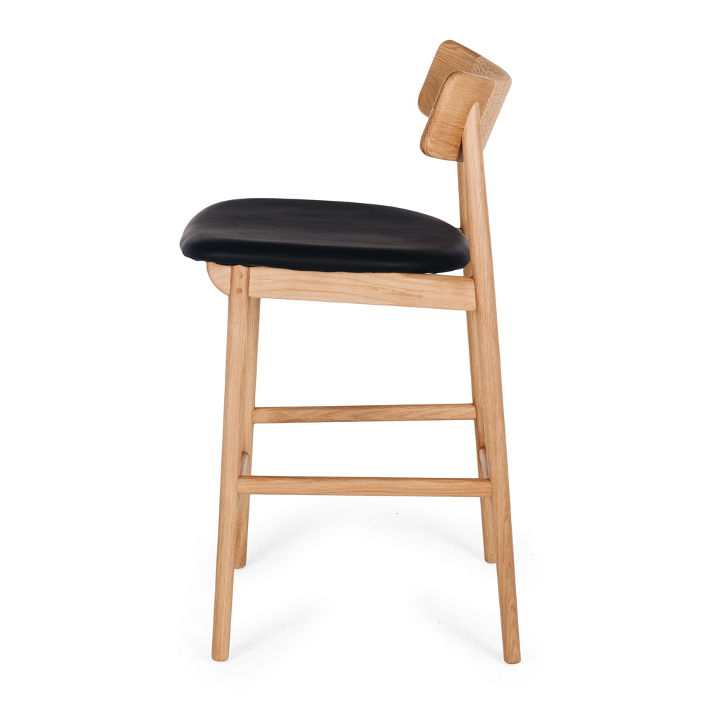 NILES BAR CHAIR | NATURAL OR BLACK OAK | PU SEAT