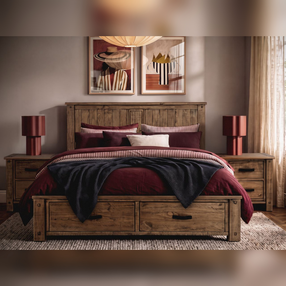 Oberon Slat Bed with Drawers | King