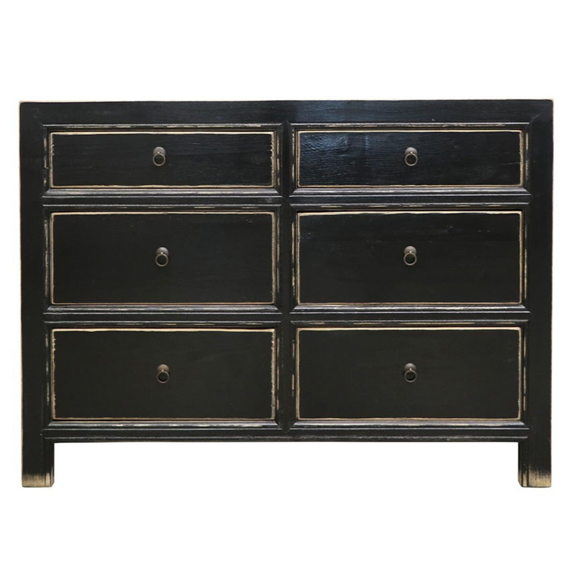 ORIENTAL PAINTED 6 DRAWER DRESSER