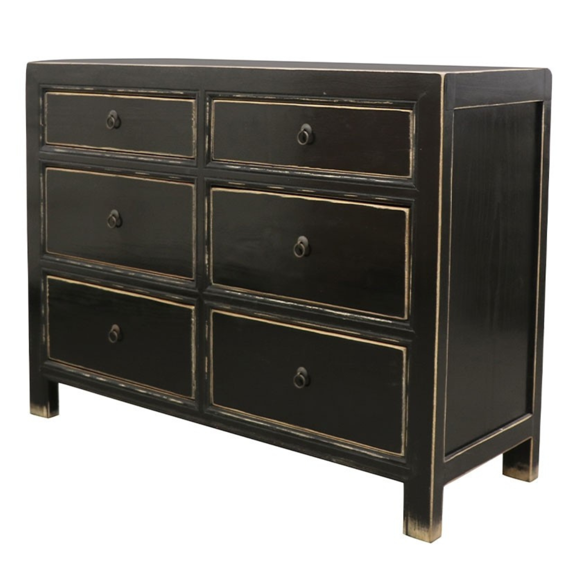 ORIENTAL PAINTED 6 DRAWER DRESSER