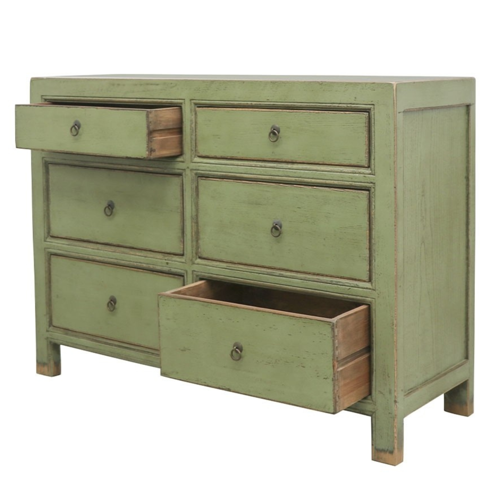 ORIENTAL PAINTED 6 DRAWER DRESSER