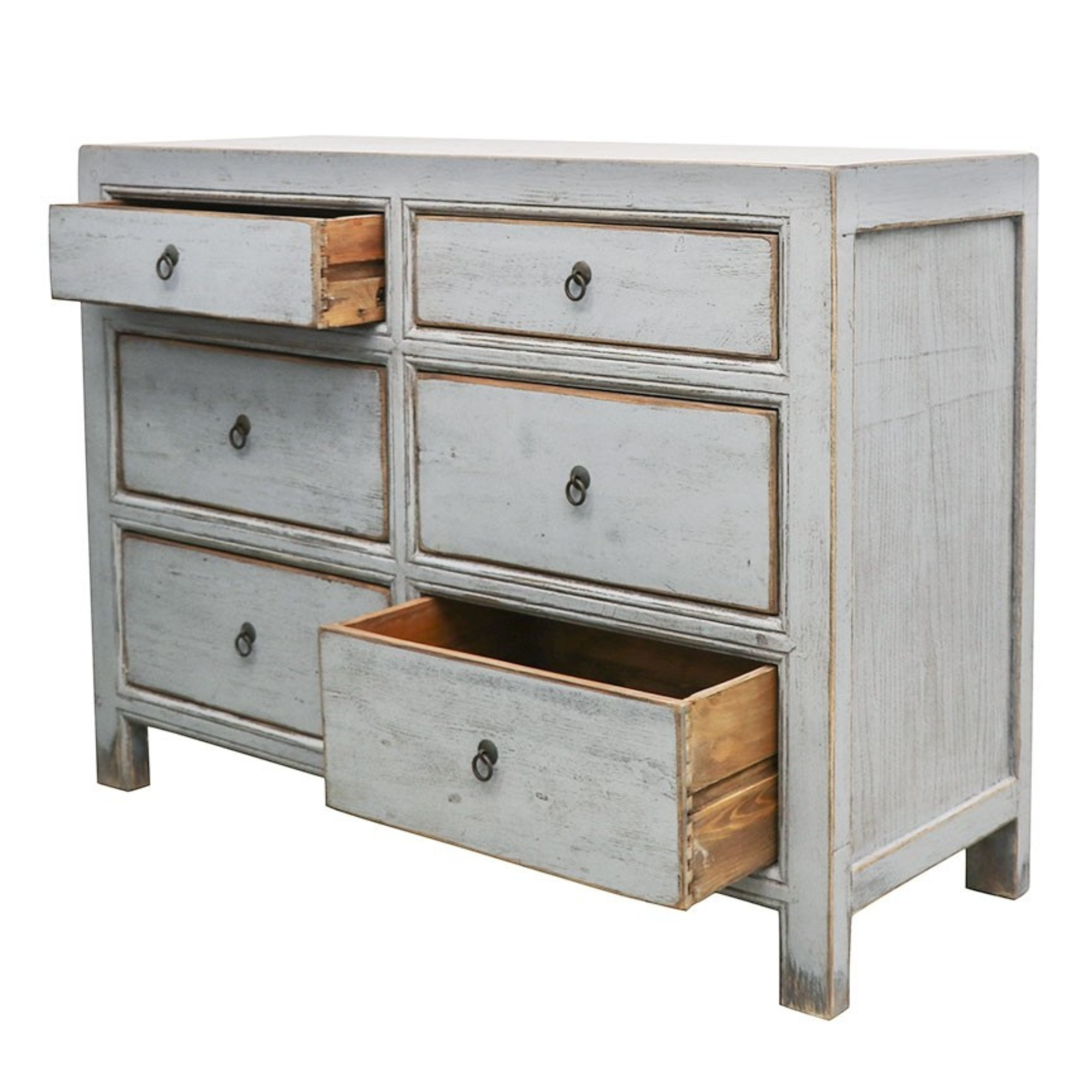 ORIENTAL PAINTED 6 DRAWER DRESSER