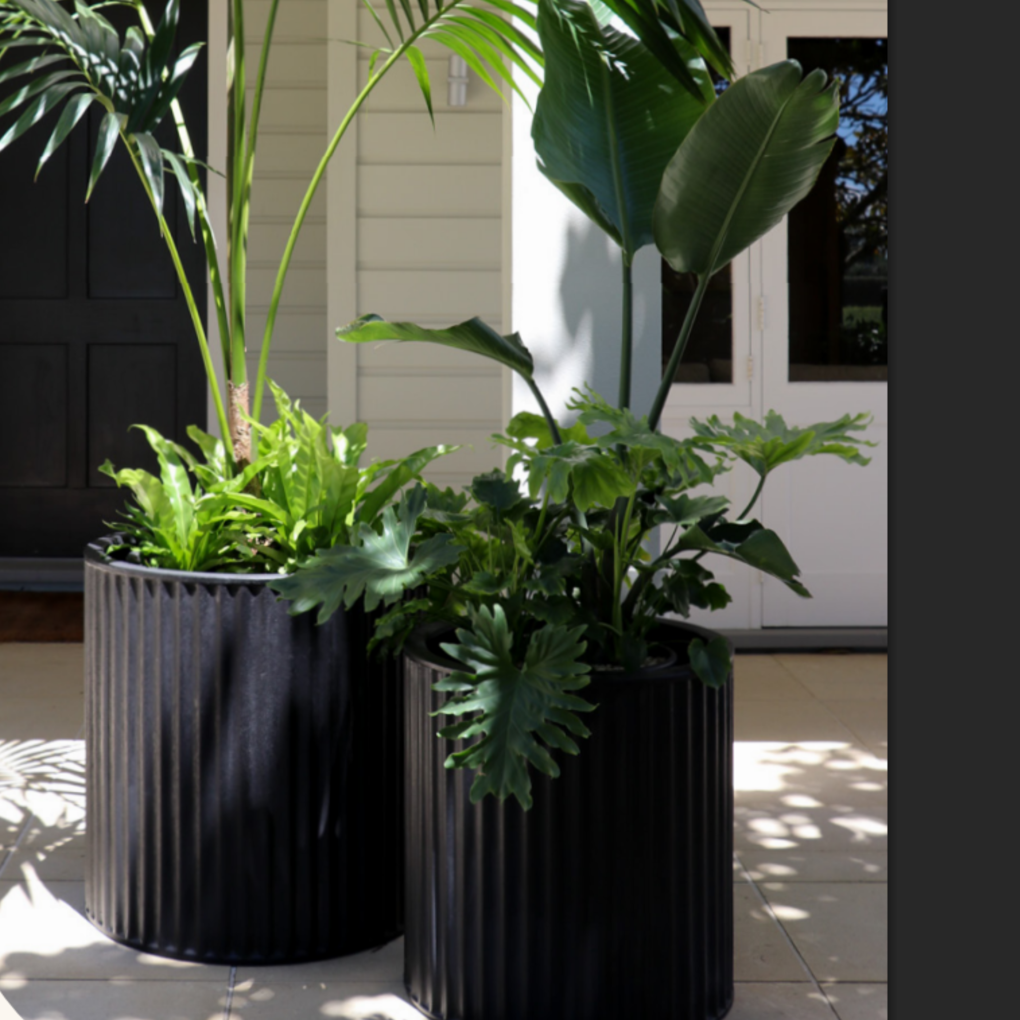 PIAKO BLACK RIBBED CYLINDER PLANTER | 3 SIZES