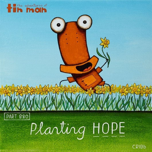 TIN MAN 'PLANTING HOPE' | BOX FRAME READY TO HANG | TONY CRIBB | NZ MADE