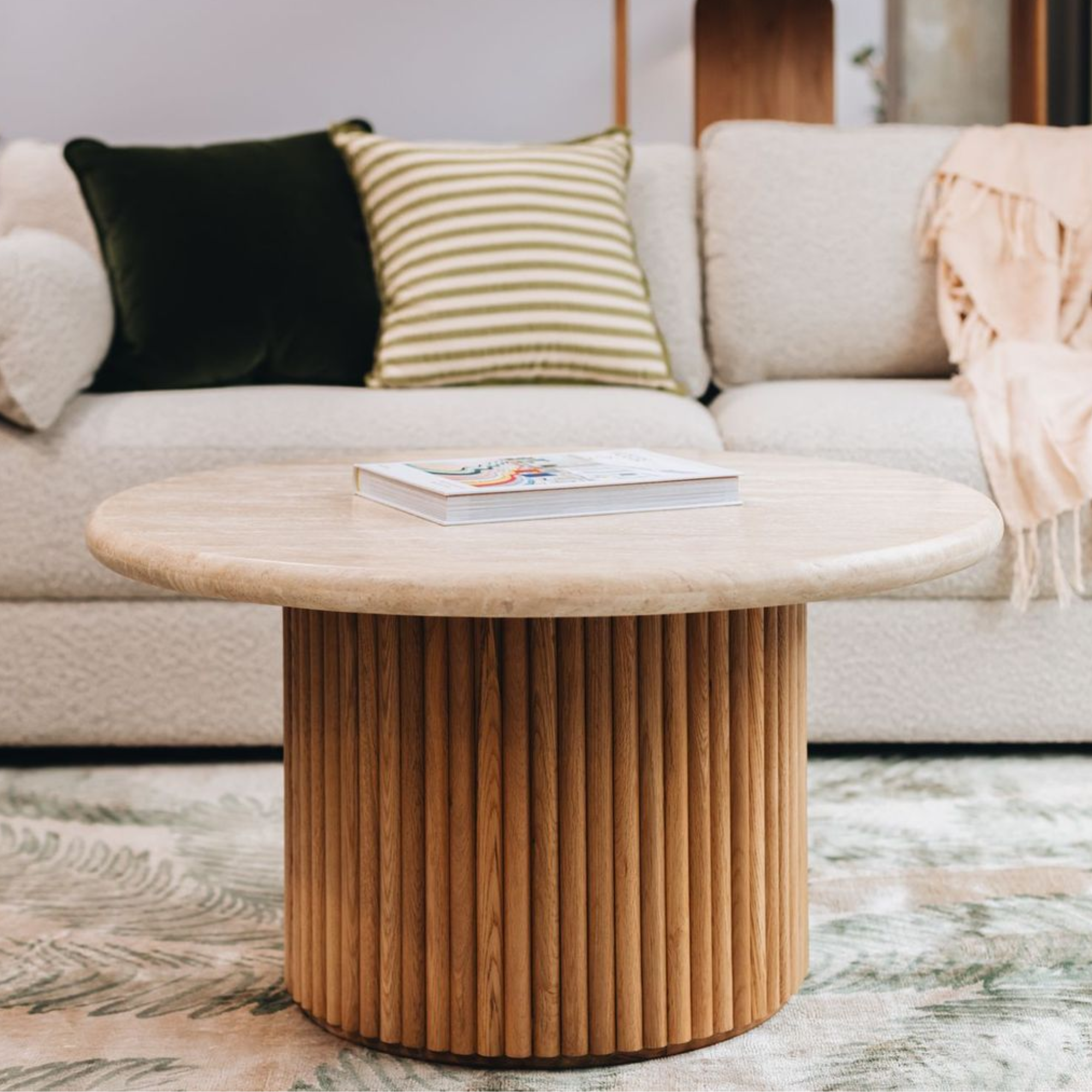 RHO TRAVERTINE TOP COFFEE TABLE