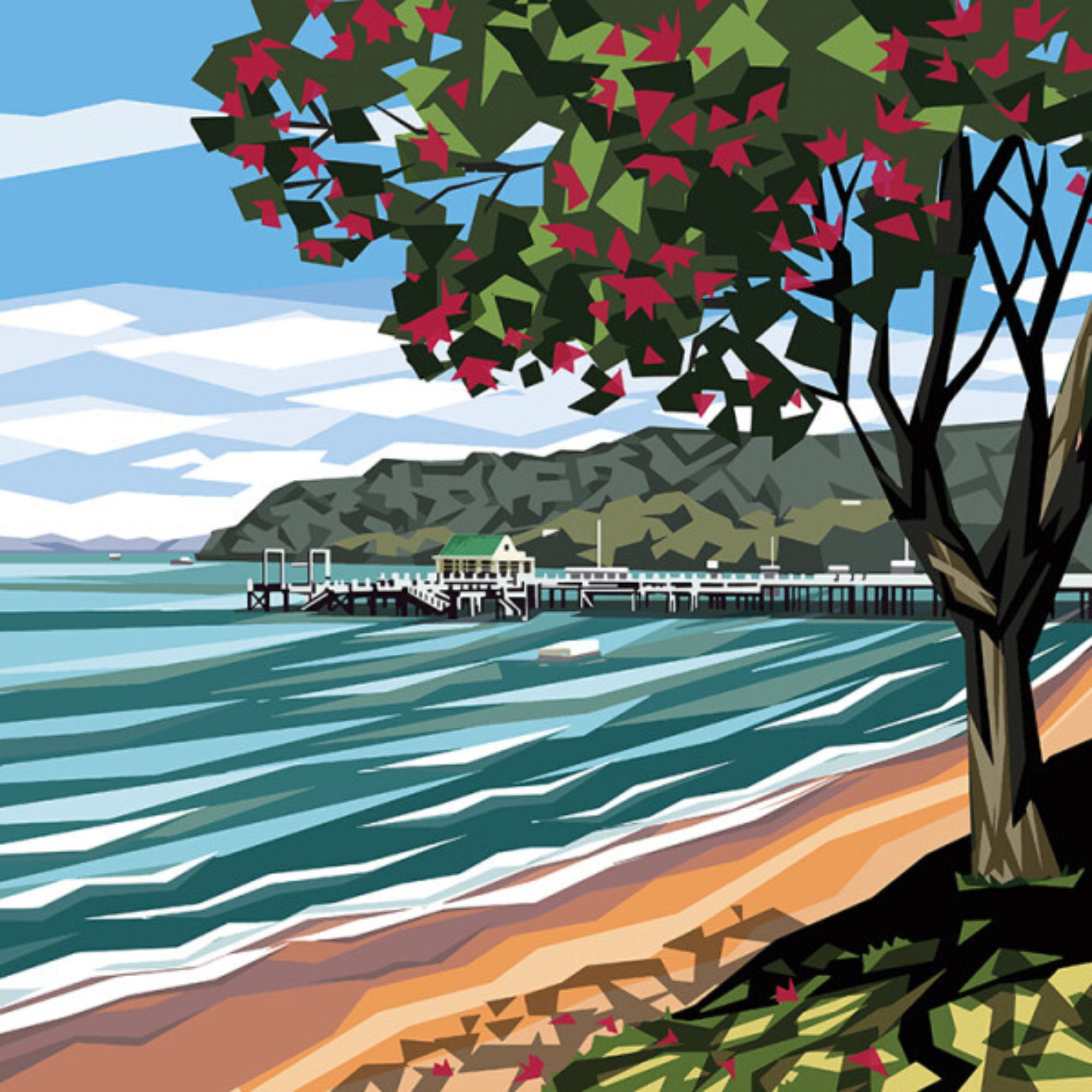 RUSSELL BEACH  | CANVAS STRETCHED READY TO HANG | IRA MITCHELL  | NZ MADE