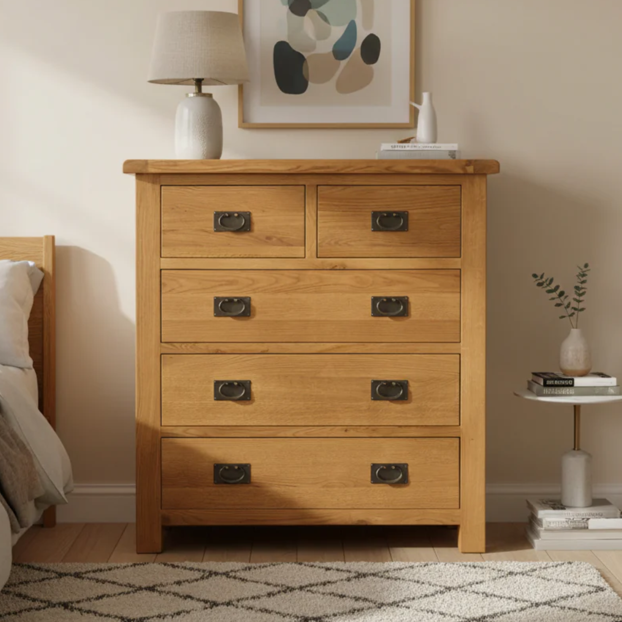 Salisbury Oak 5 Drawer Tallboy