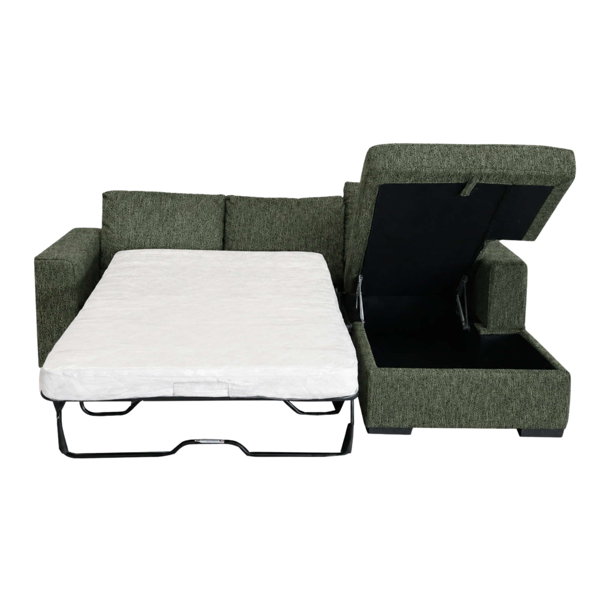 Sloan Chaise with Sofa Bed & Storage | Forest