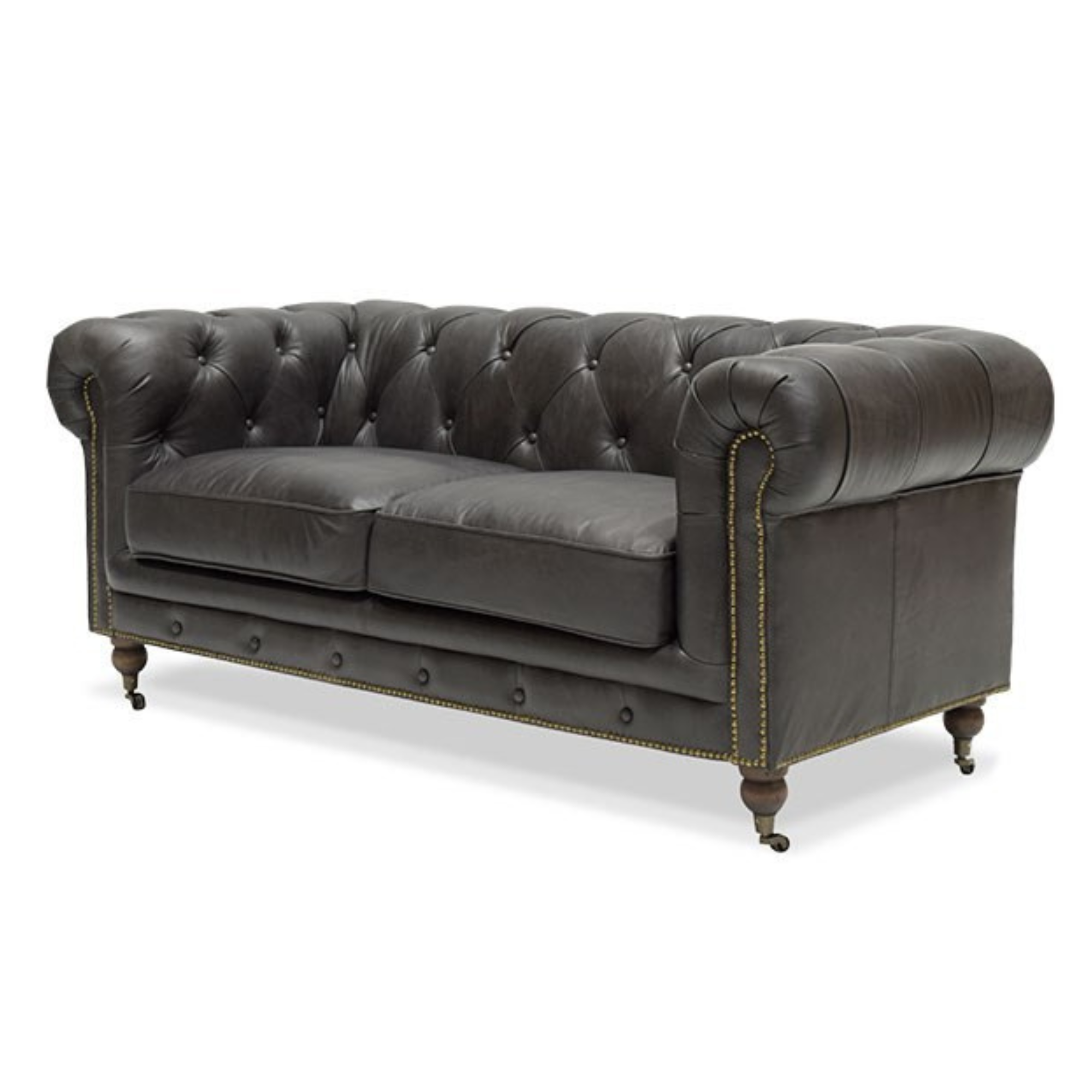 STANHOPE LEATHER 2 SEATER CHESTERFIELD