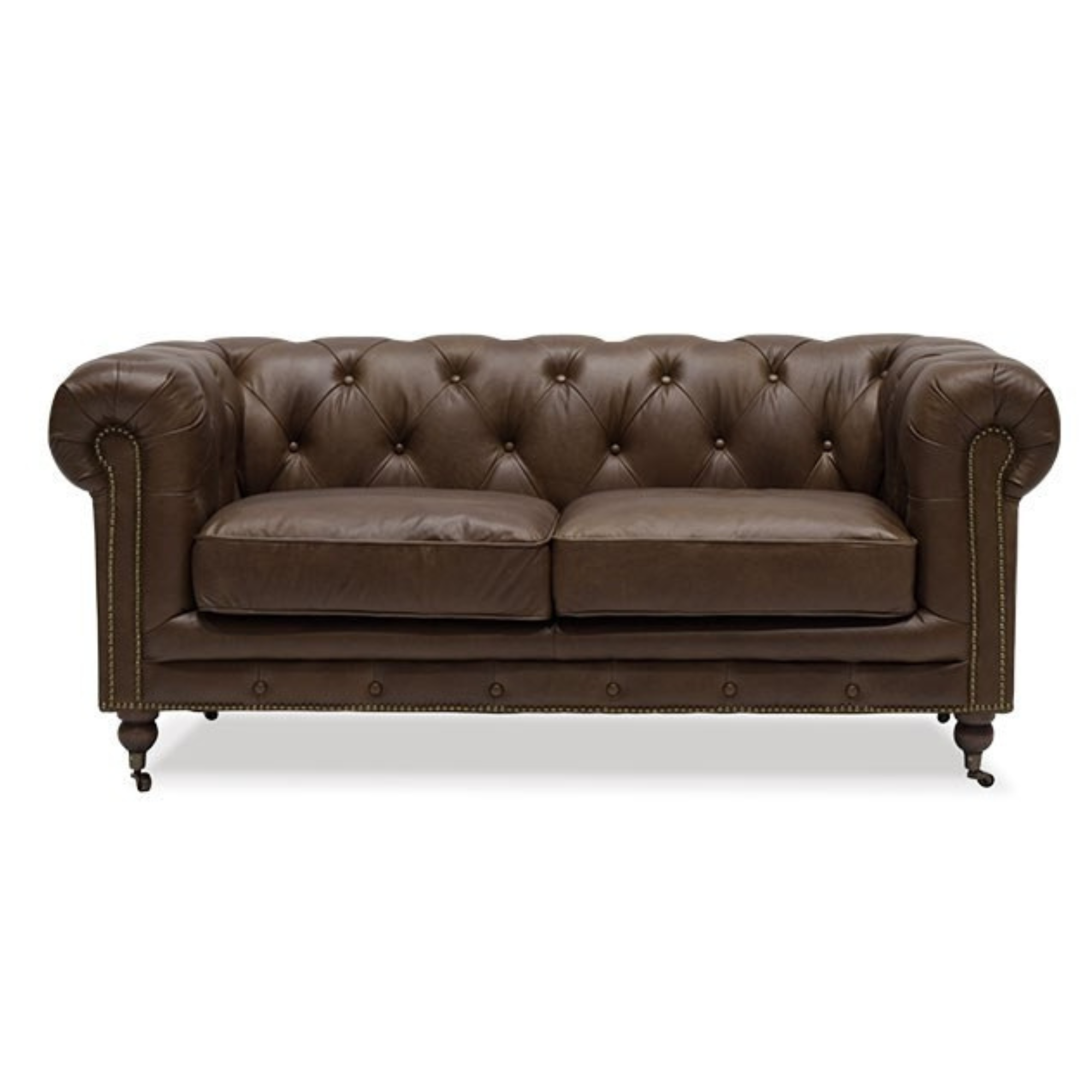 STANHOPE LEATHER 2 SEATER CHESTERFIELD