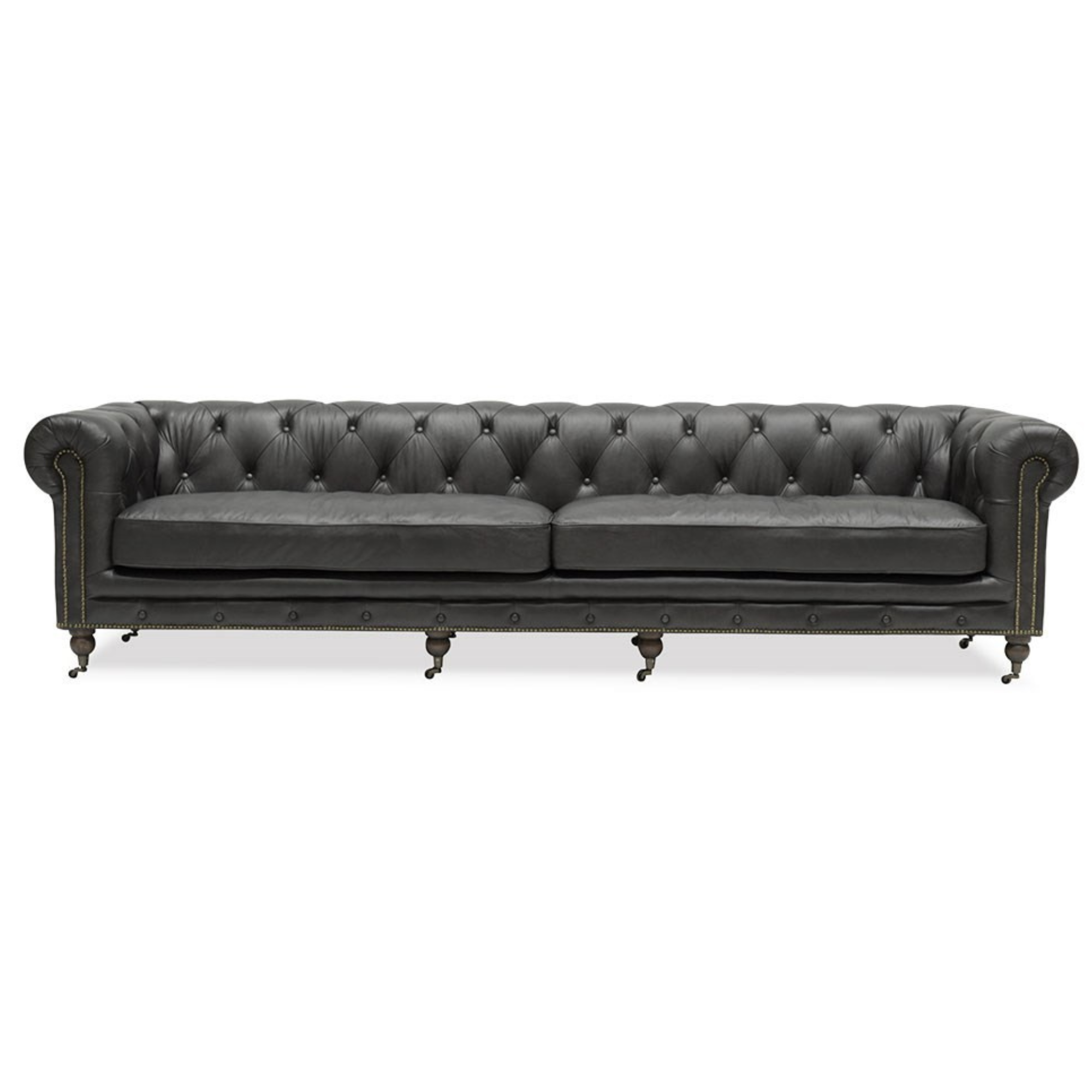 STANHOPE LEATHER 4 SEATER CHESTERFIELD