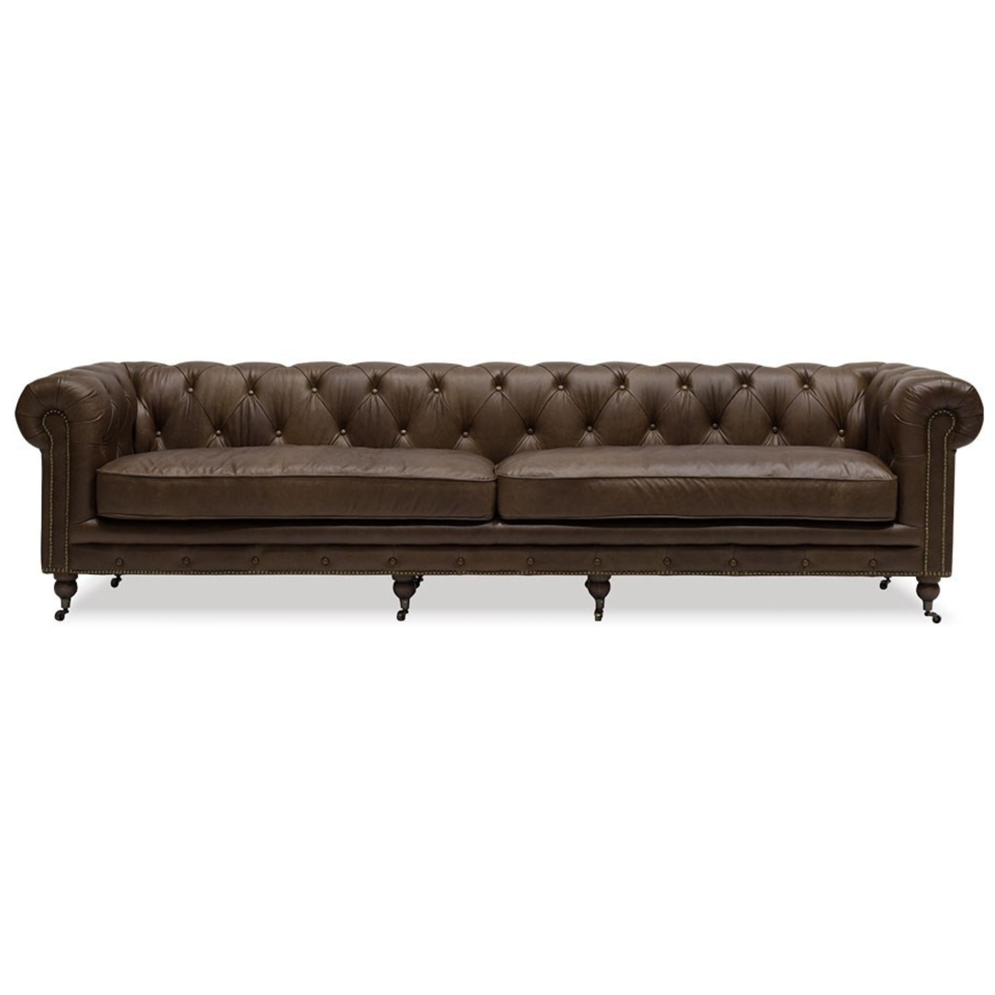 STANHOPE LEATHER 4 SEATER CHESTERFIELD
