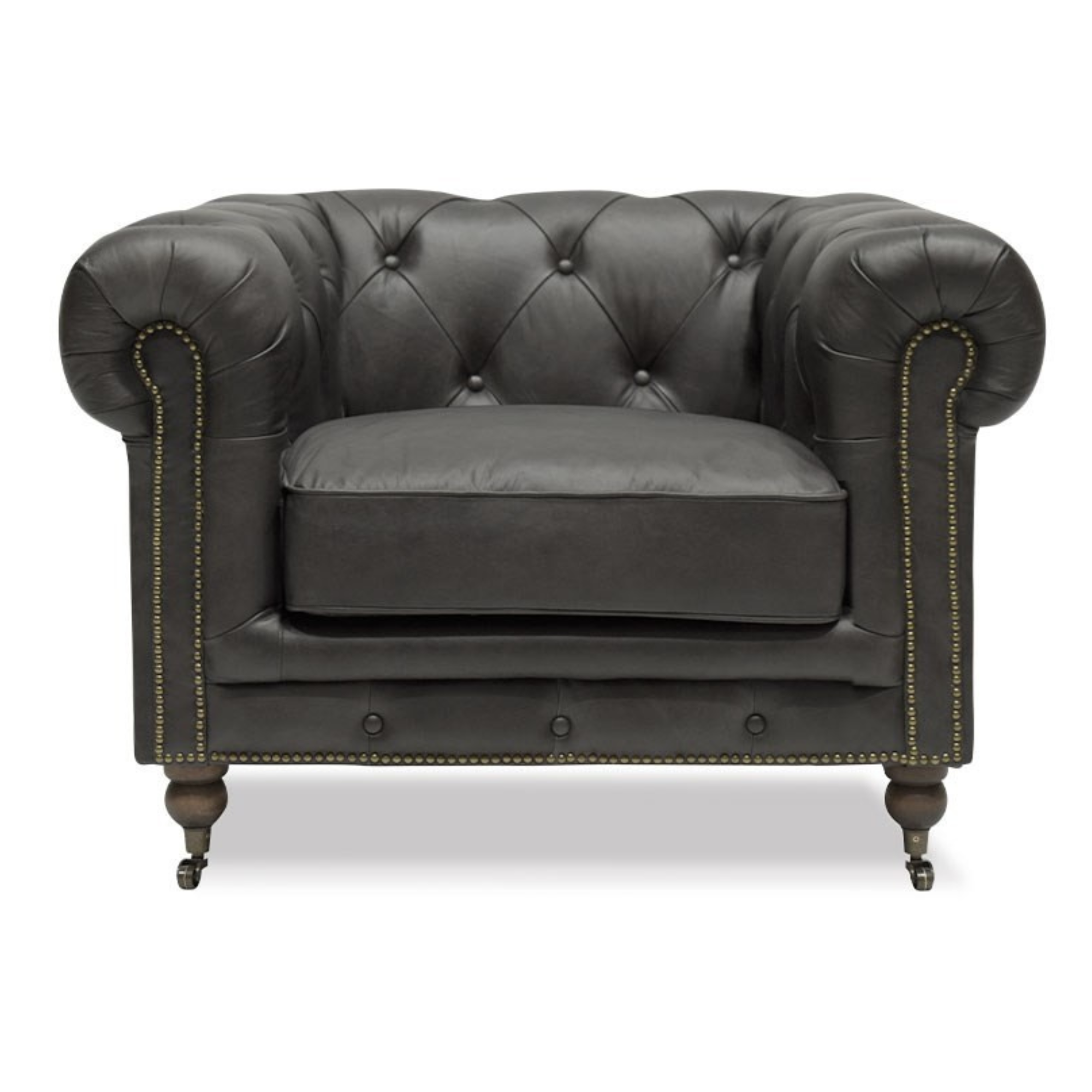 STANHOPE LEATHER CHESTERFIELD ARMCHAIR