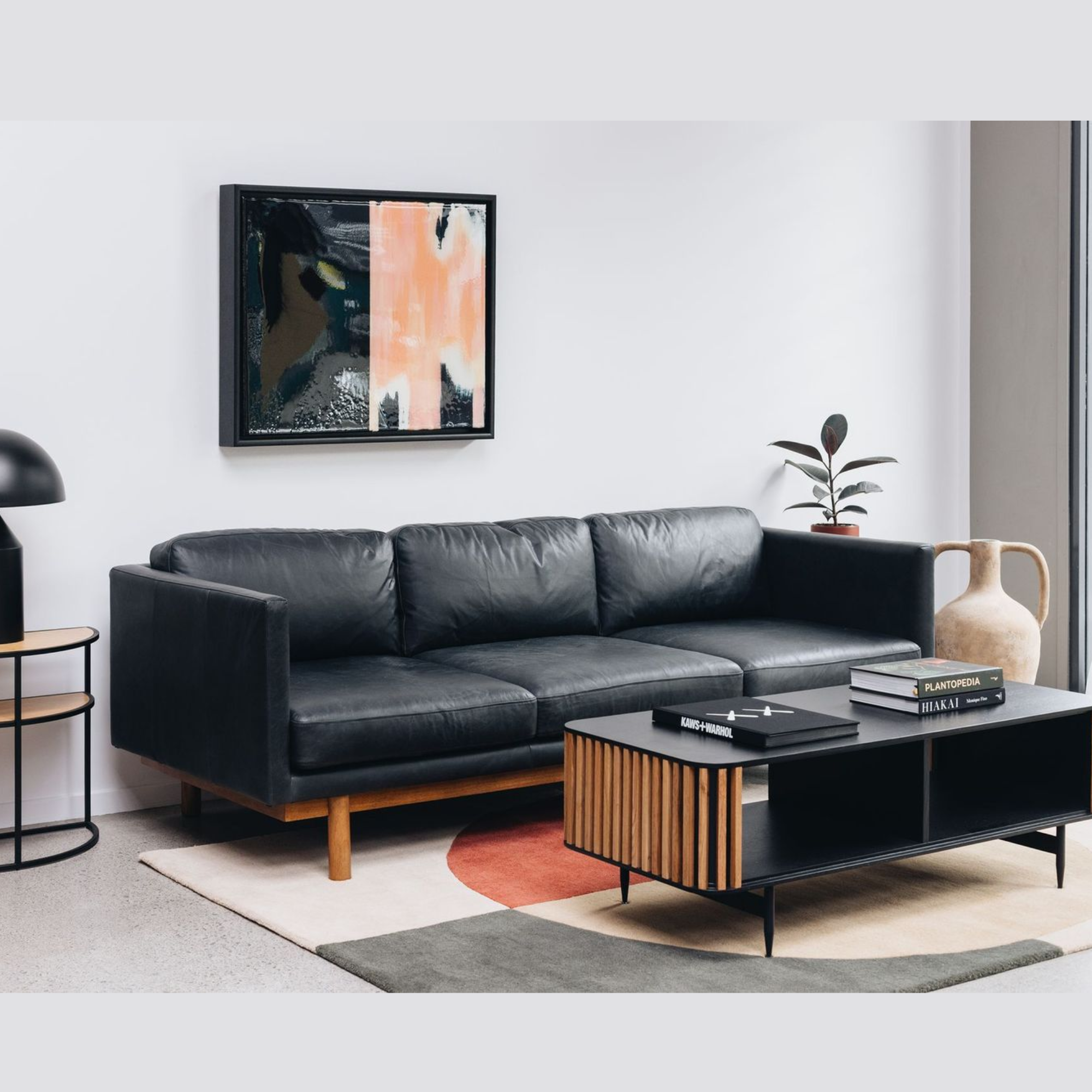 STRADA 3 SEATER SOFA | BLACK LEATHER